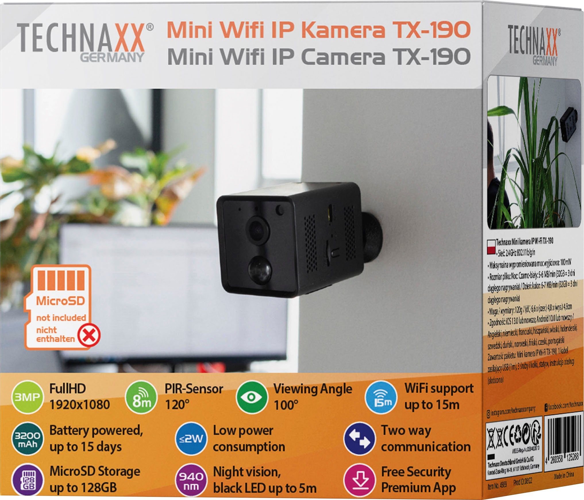 Technaxx Überwachungskamera Mini Wifi IP Kamera TX-190 (Innenbereich)