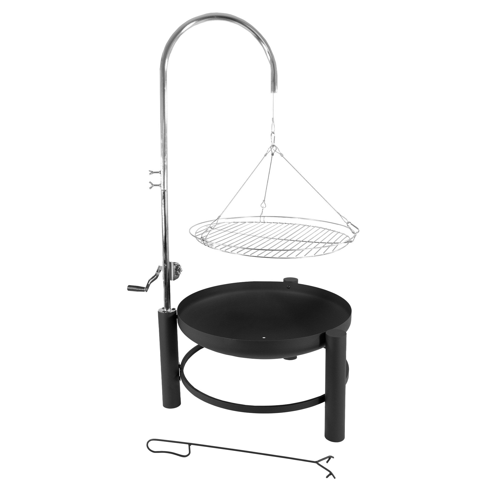 Lemodo Schwenkgrill Holzkohlegrill mit schwenkbarem und höhenverstellbarem Grillgitter