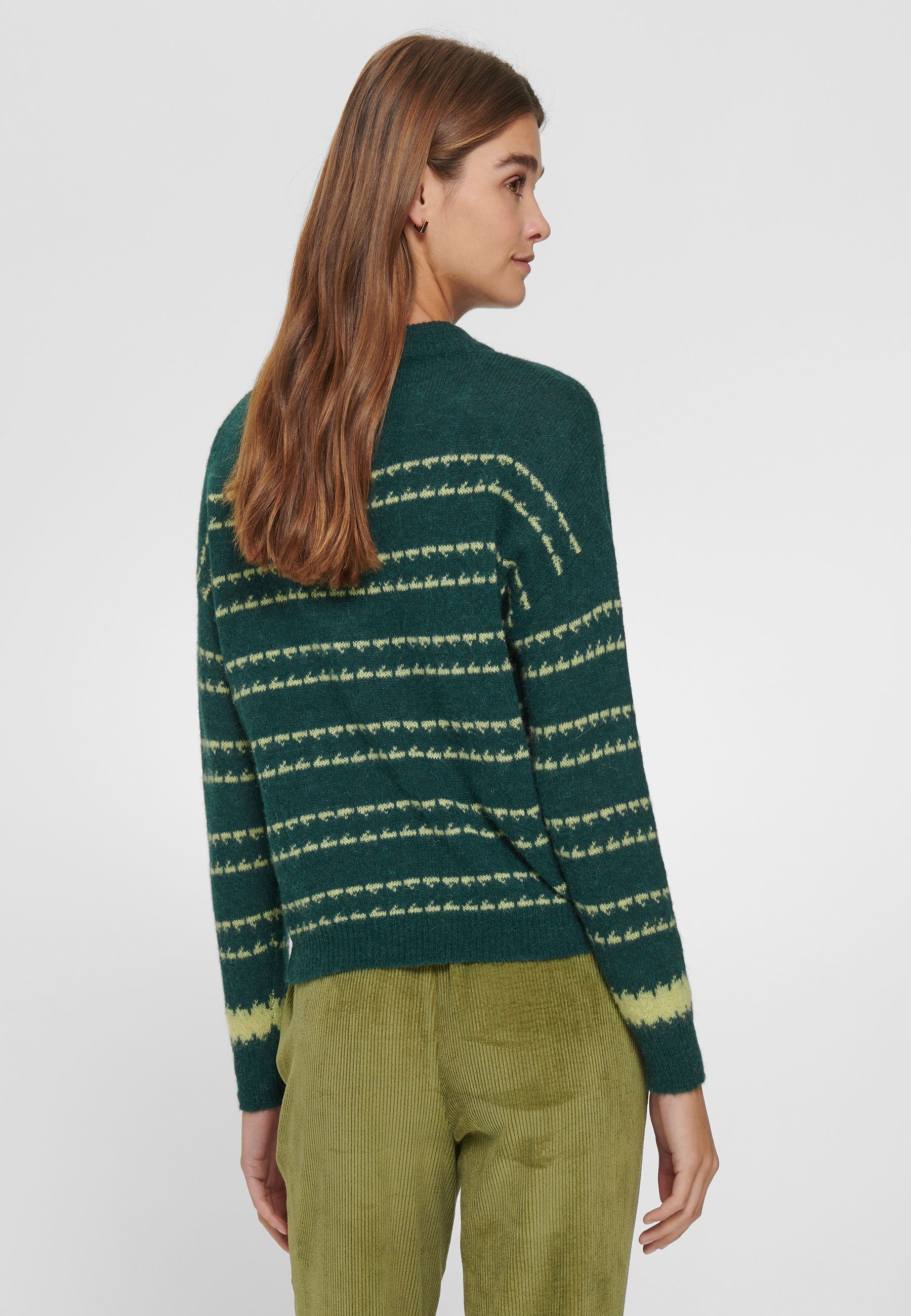 Hahn modernem Design Strickpullover Alpaca GREEN mit Peter DARK