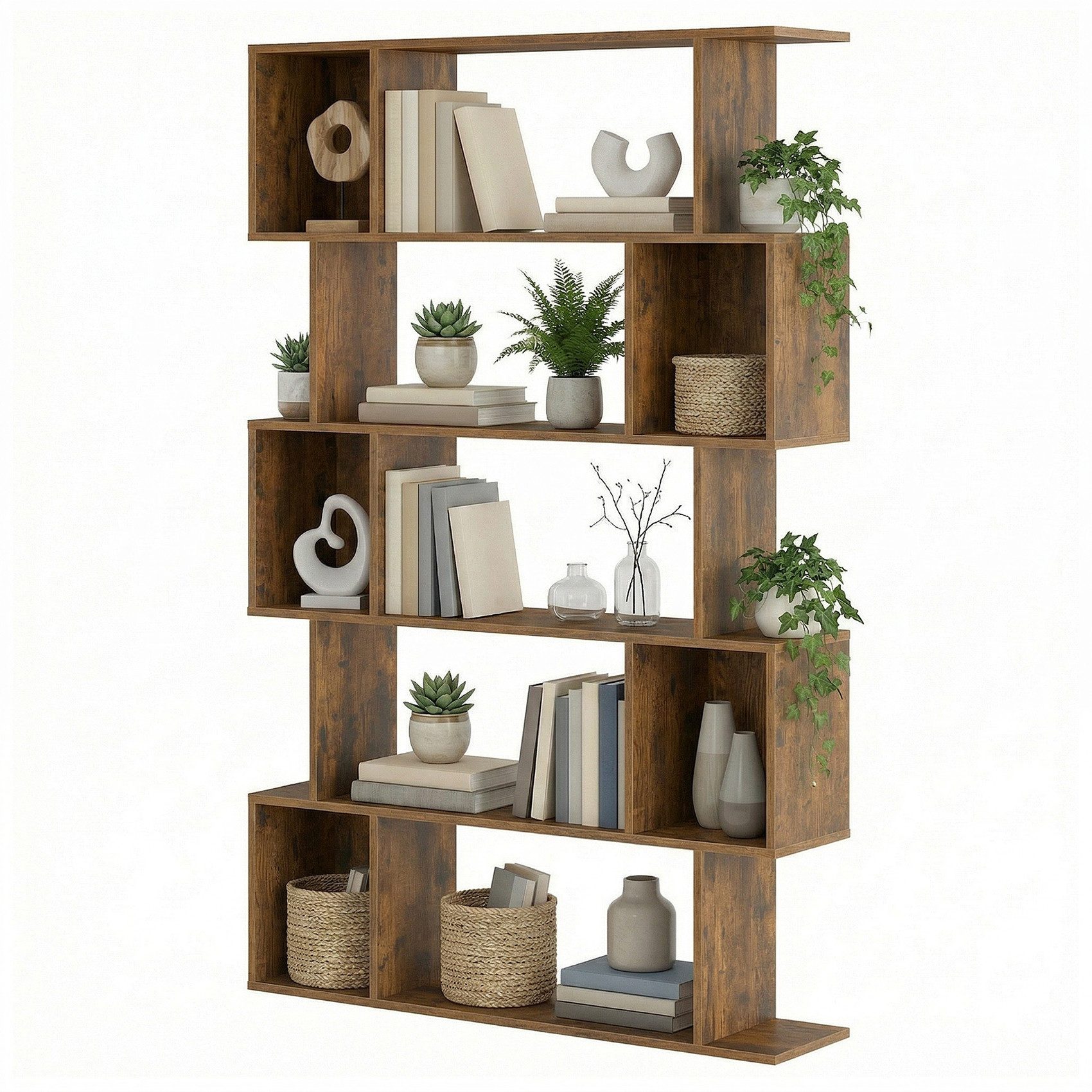 VASAGLE Bücherregal Standregal, für Wohnzimmer, Schlafzimmer, Arbeitszimmer, 1-tlg., 24 x 90 x 159 cm, Aufbewahrungsregal mit offenen Fächern