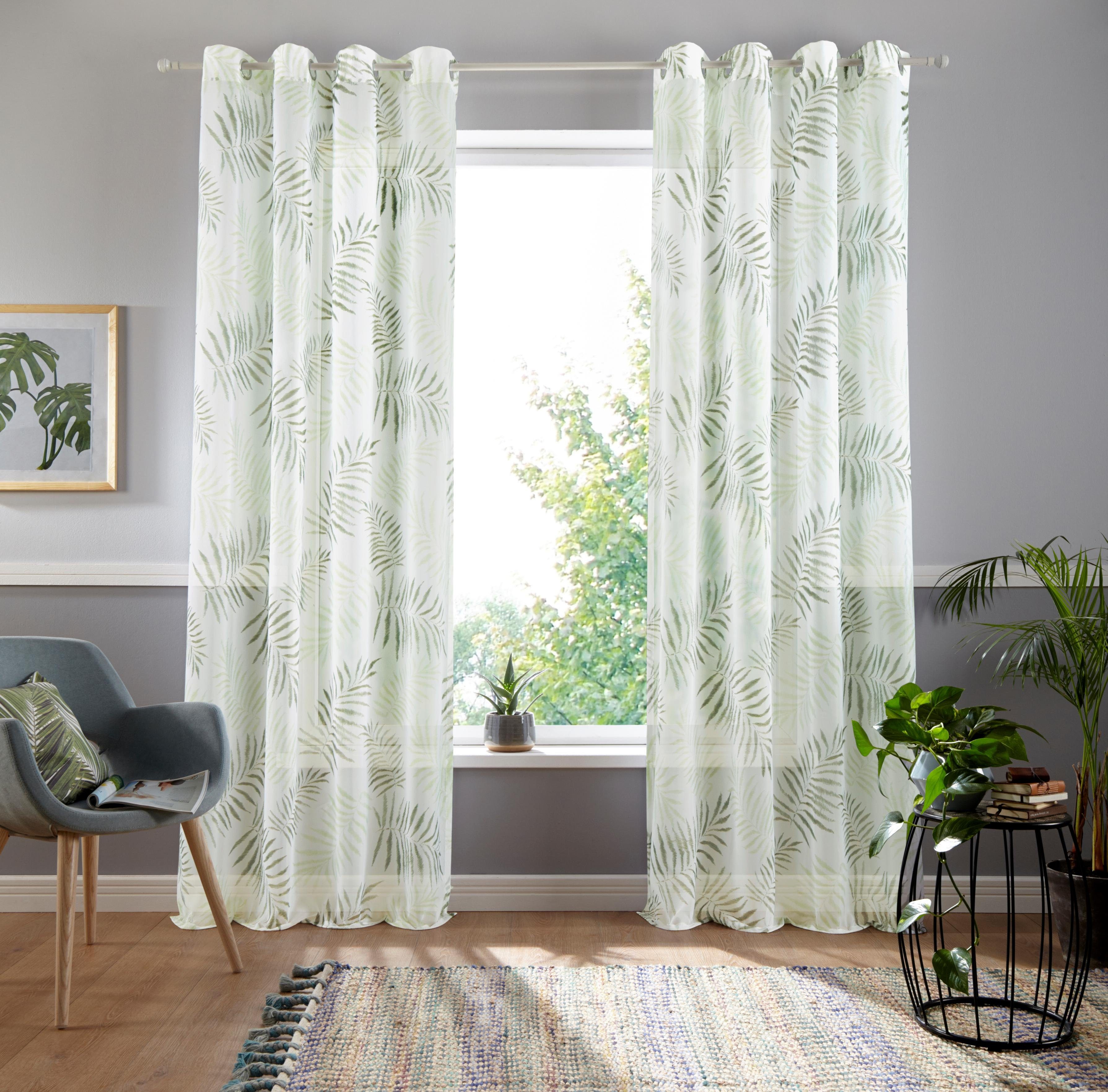 Gardine home, grün St), (1 Paula, Halbtransparent, Polyester Ösen halbtransparent, Voile, Voile, my