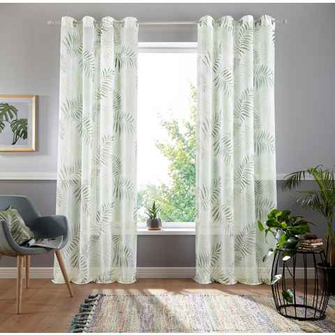 Gardine Paula, my home, Ösen (1 St), halbtransparent, Voile, Halbtransparent, Voile, Polyester