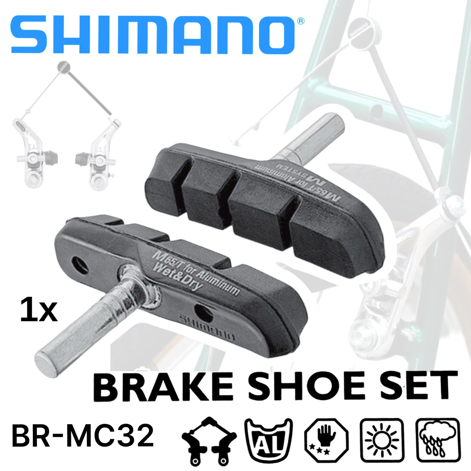 Shimano Felgenbremse Shimano Bremsschuh BR-MC32 (M65T) Fahrrad Cantilever Bremsbeläge 1Paar