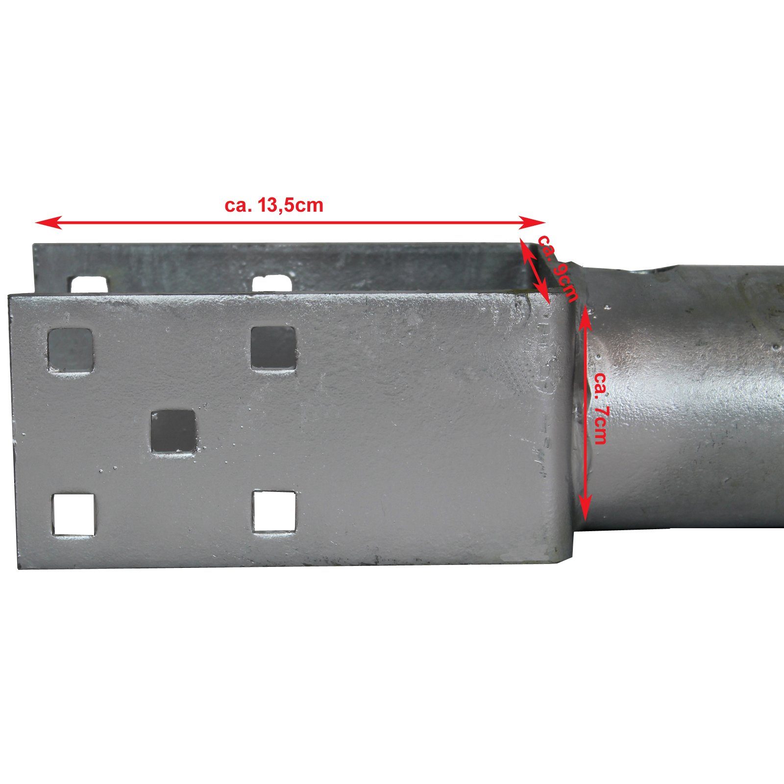 Einschraub-Bodenhülse (LxBxH): Eindrehen, Abmessungen Abmessungen für ca. 7x9x13,5cm, Boden Einschraubhülse 685mm / 1-St) bis - ca. 55x7x7cm TRUTZHOLM (HxBxT): L der feuerverzinkt zum Lasche U-Profil Lasche 90mm, Spitze (Produkt, Bodenhülse