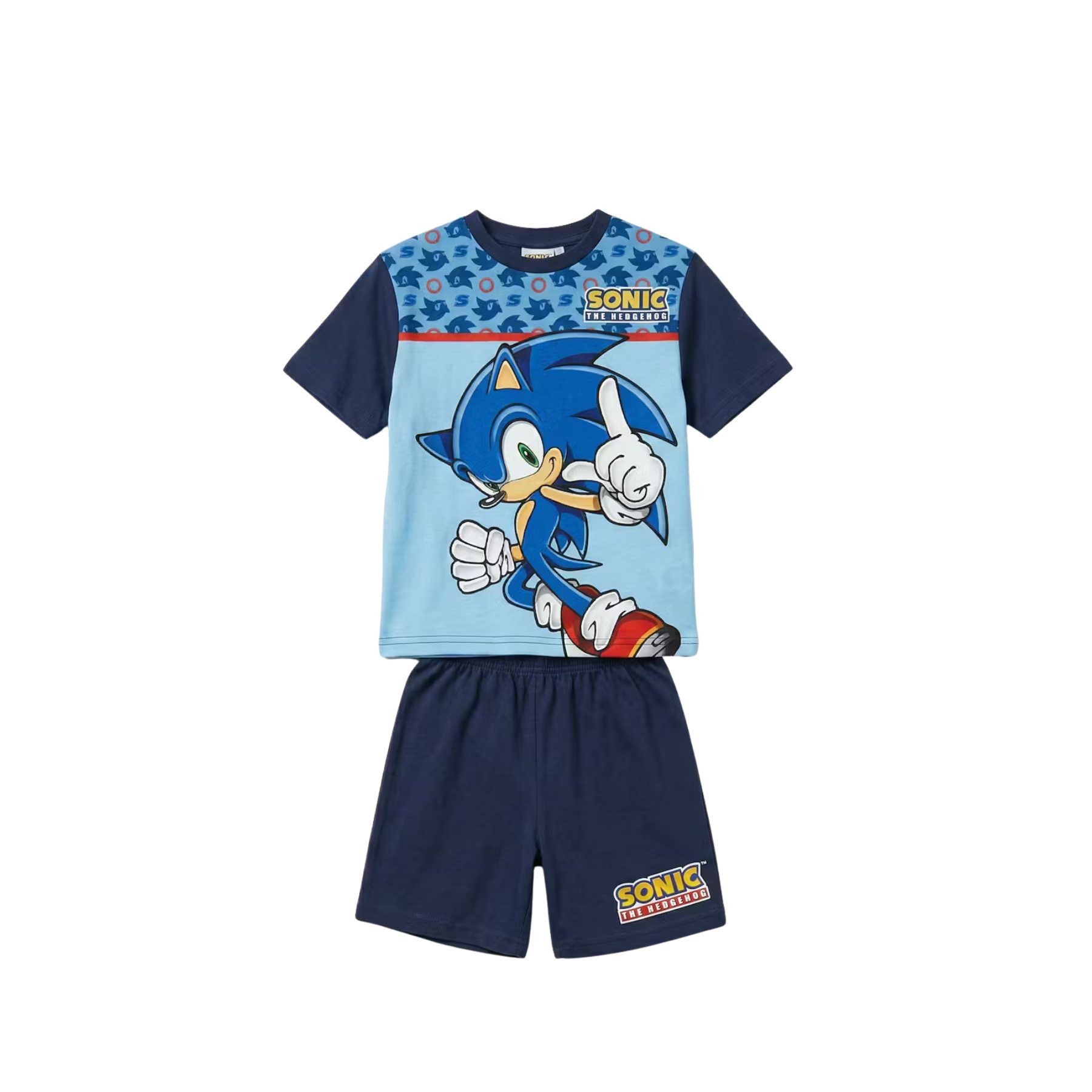 Sonic The Hedgehog Pyjama Kinder Sommer Pyjama Baumwolle Kurzarm Schlafanzug Set (Set, 2 Stück)