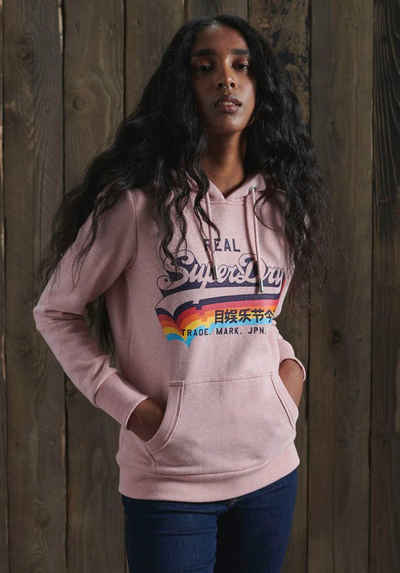 Superdry Kapuzensweatshirt Vintage Logo Overhead Hoodie kuschelige Premium Sweatqualität mit Rainbow Design
