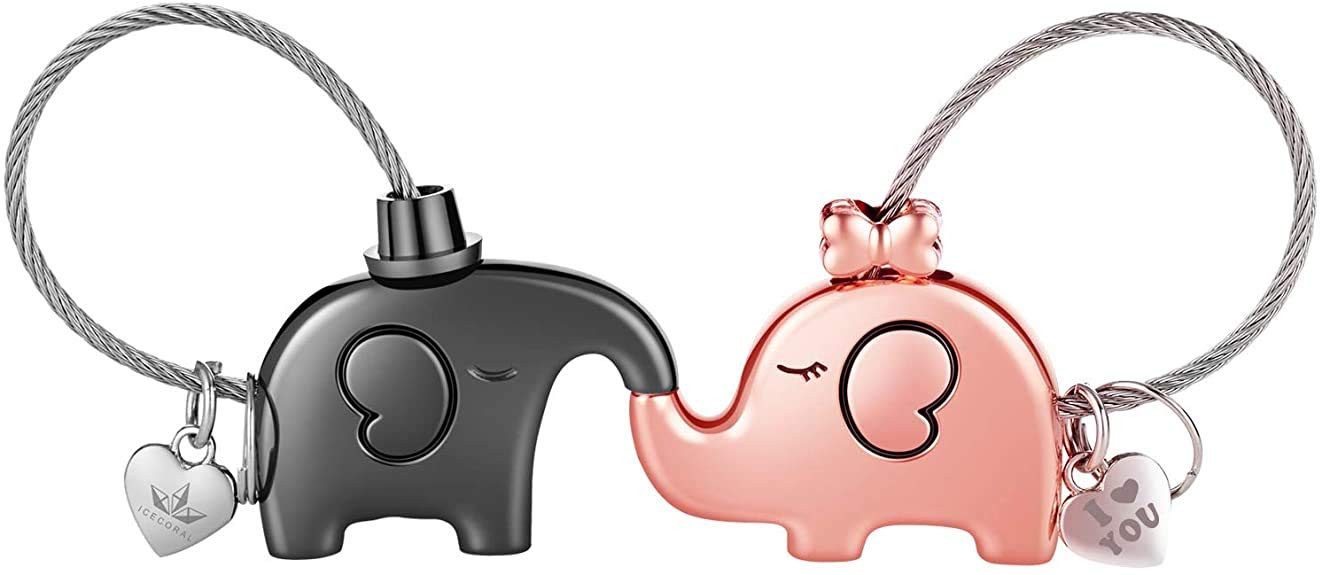 Geschenkehöhle Schlüsselanhänger Set für Paare, 2-teilig mit Magnet & Kuss- günstig online kaufen