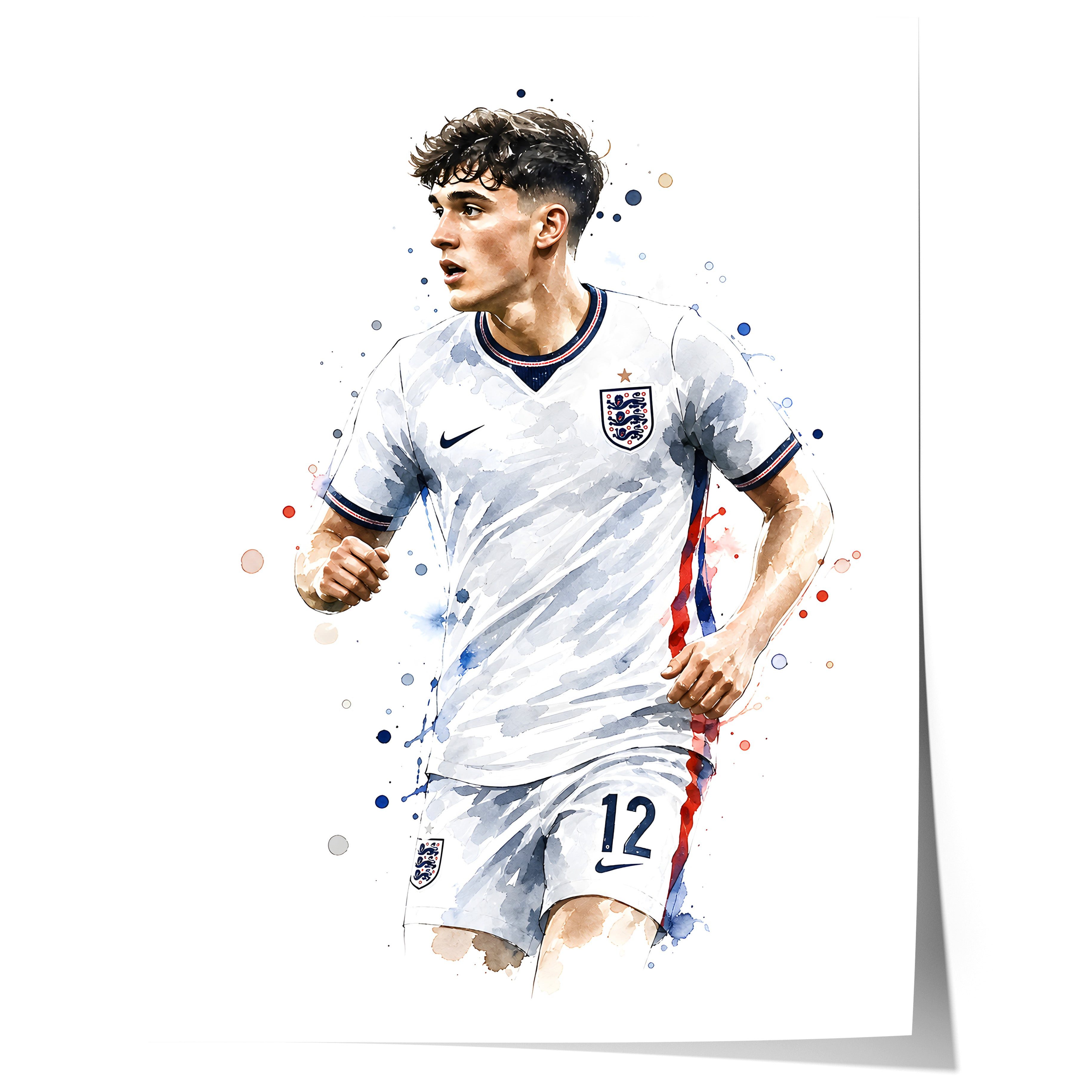 JUSTGOODMOOD Poster England Fussball Geschenkidee Aquarell Sport Wandbild Deko Print ohne, (1 St)