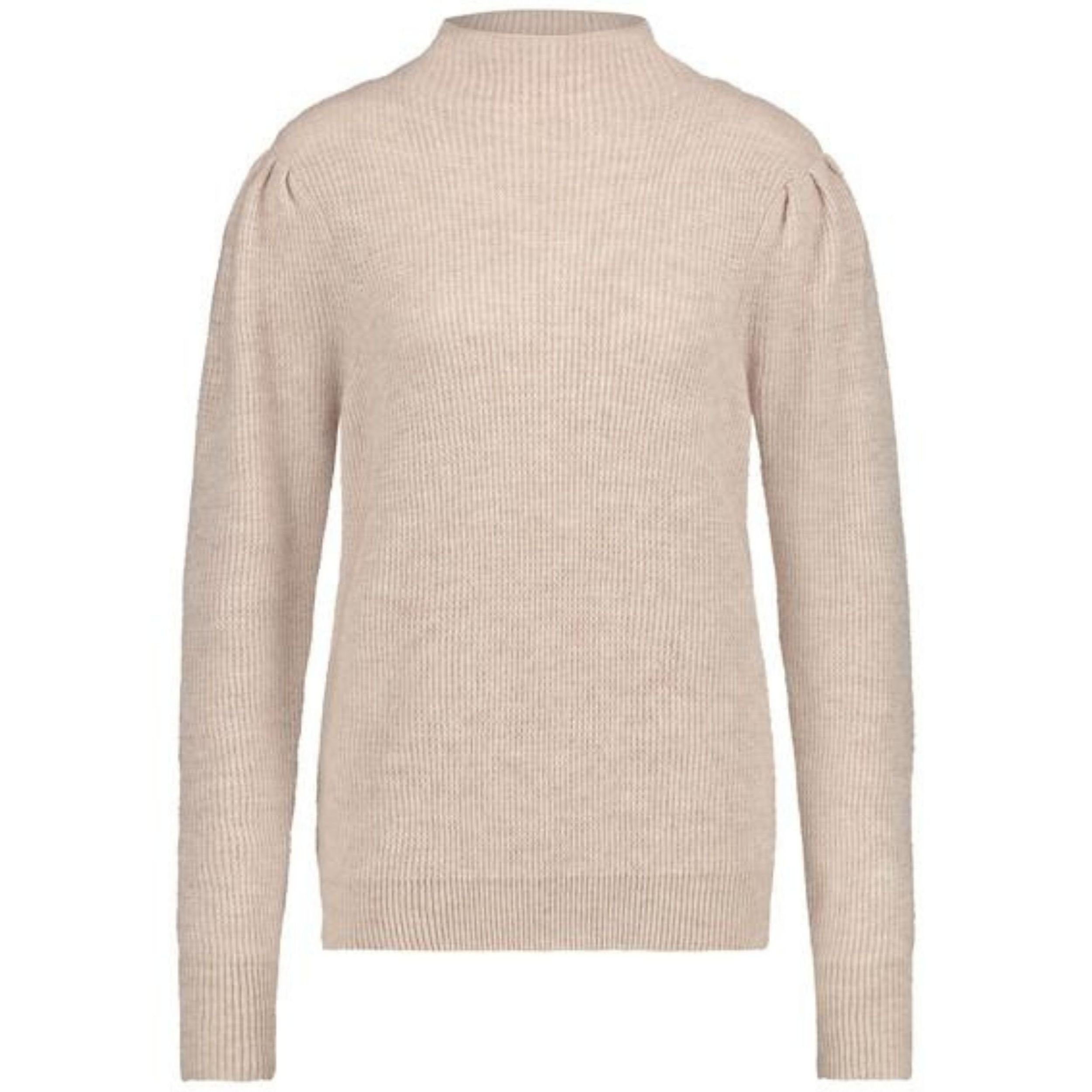 Nukus Stehkragenpullover Lana Pullover mit Turtleneck, Rippstrickkanten und Kaschmir (1-tlg) Sand