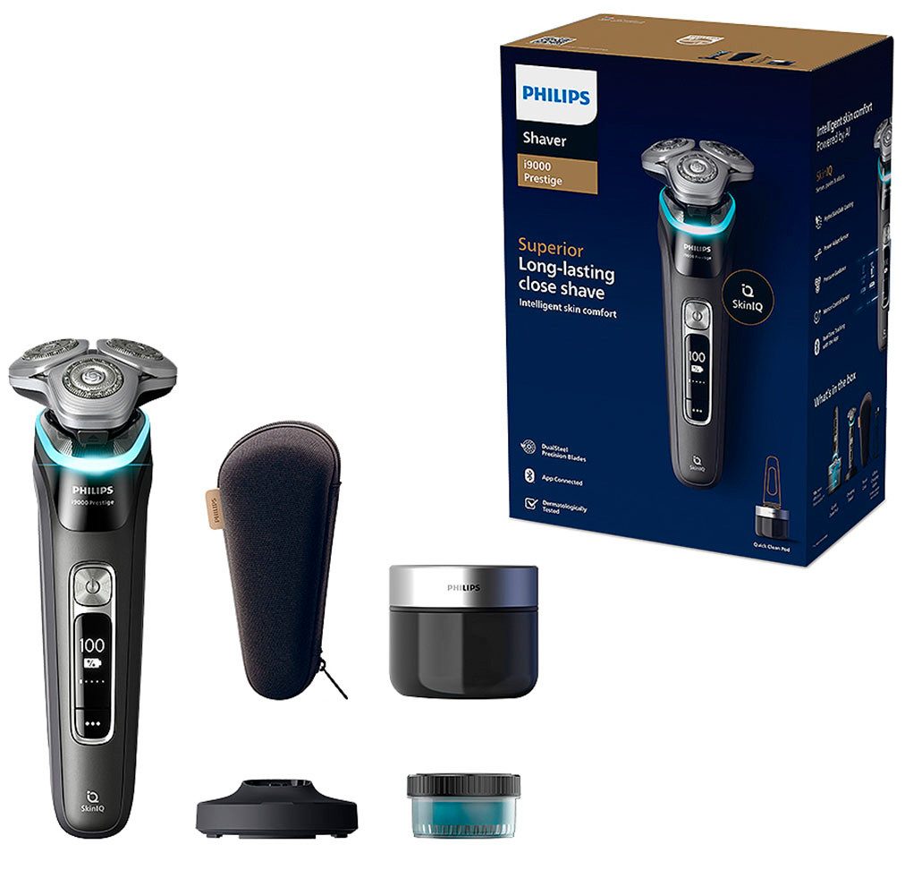 Philips Elektrorasierer Series i9000 Prestige XP9200/30, integrierter Präzisionstrimmer, mit SkinIQ Technologie, inkl. Ladestand, Reiseetui