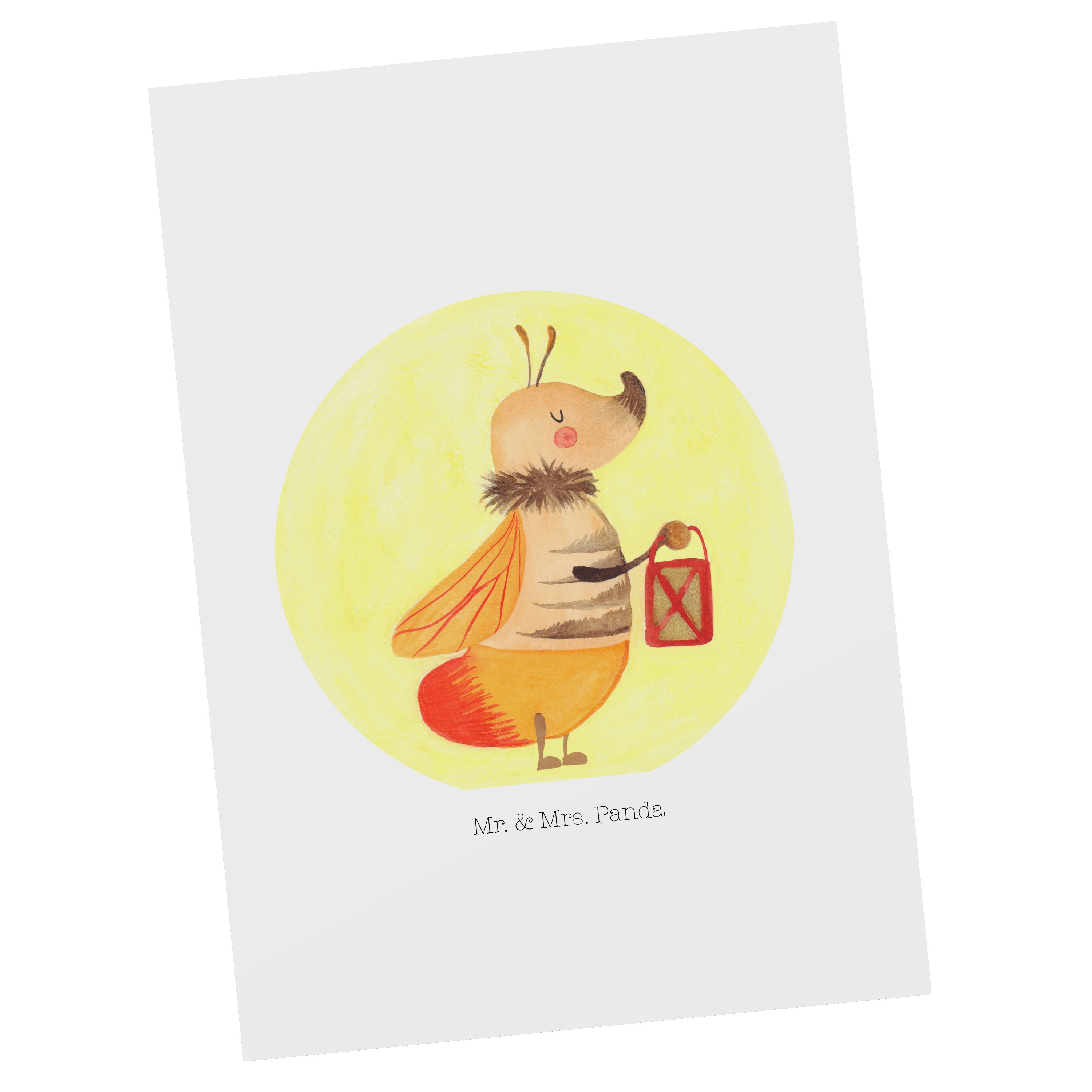 Mr. & Mrs. Panda Postkarte Glühwürmchen - Weiß - Geschenk, Tiermotive, magisch, Einladungskarte
