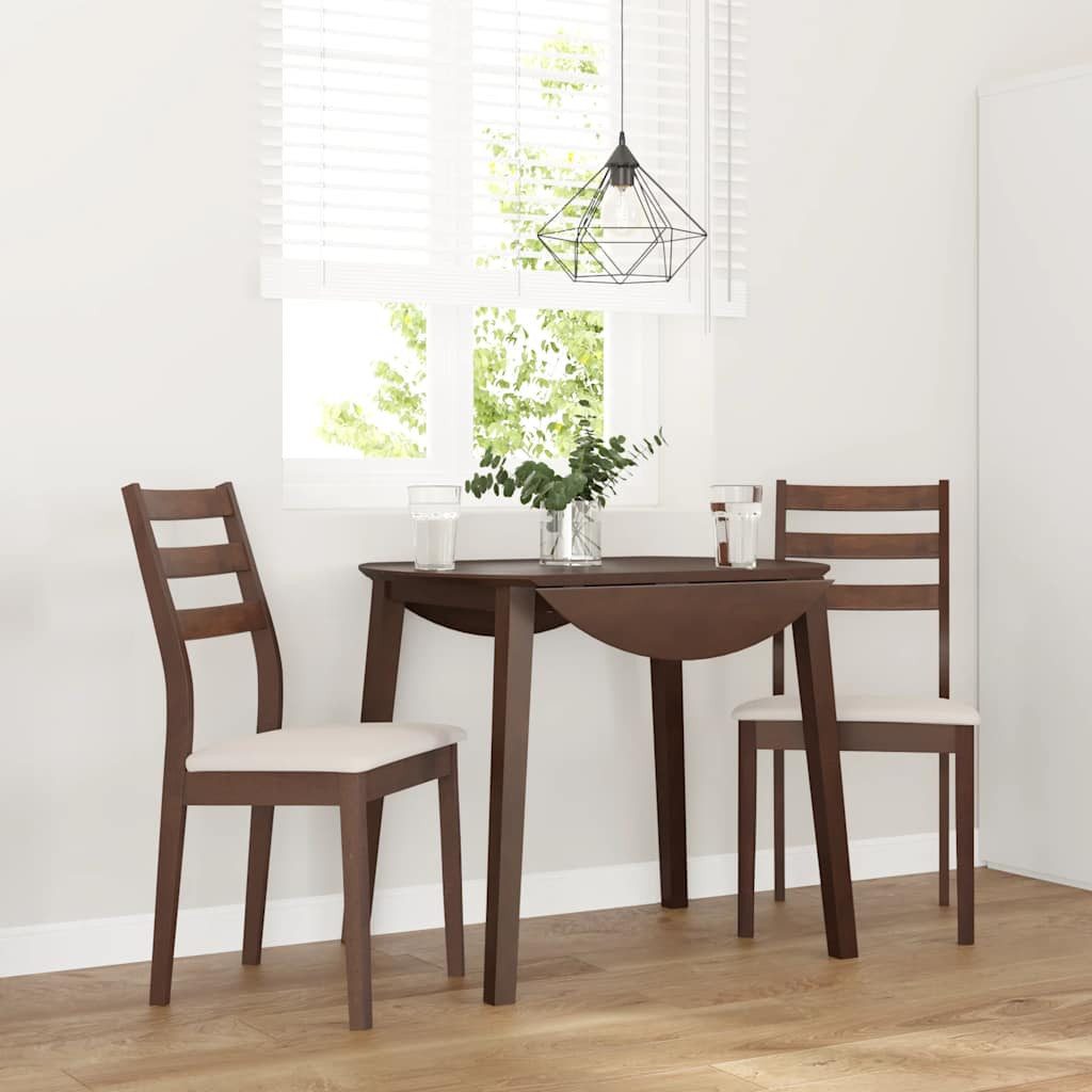 vidaXL Esszimmerstuhl Esszimmerstühle mit Kissen 2 Stk. Braun Massivholz Gummibaum (2 St)