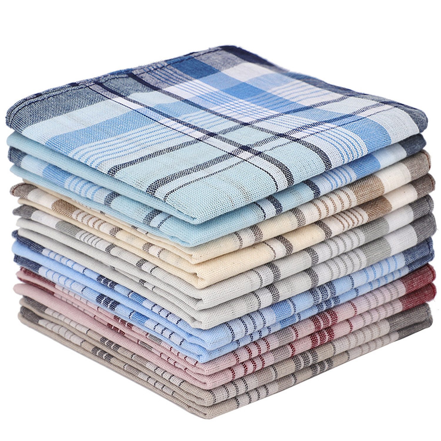 OKWISH Taschentuch 12er Set Baumwolle Herrentaschentücher Einstecktuch, (38 x 38cm Wiederverwendbar Stofftaschentücher, 12-St), für Geschenke Schweiß abwischen Als Einstecktücher Alltagsgebrauch