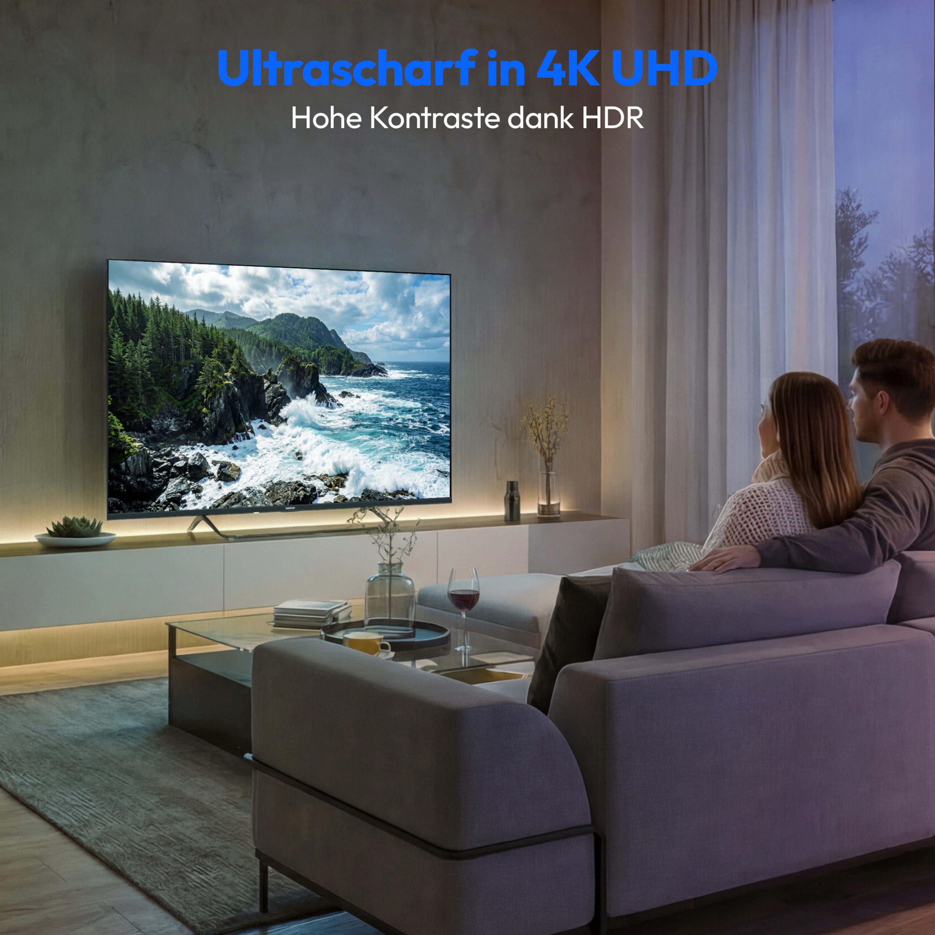 Medion® MD855602 QLED-Fernseher (138.8 cm/55 Zoll, 4K Ultra HD, Smart-TV, Dolby Vision, Dolby Atmos, Netflix, HBO Max, Prime Video, Disney+, WOW)