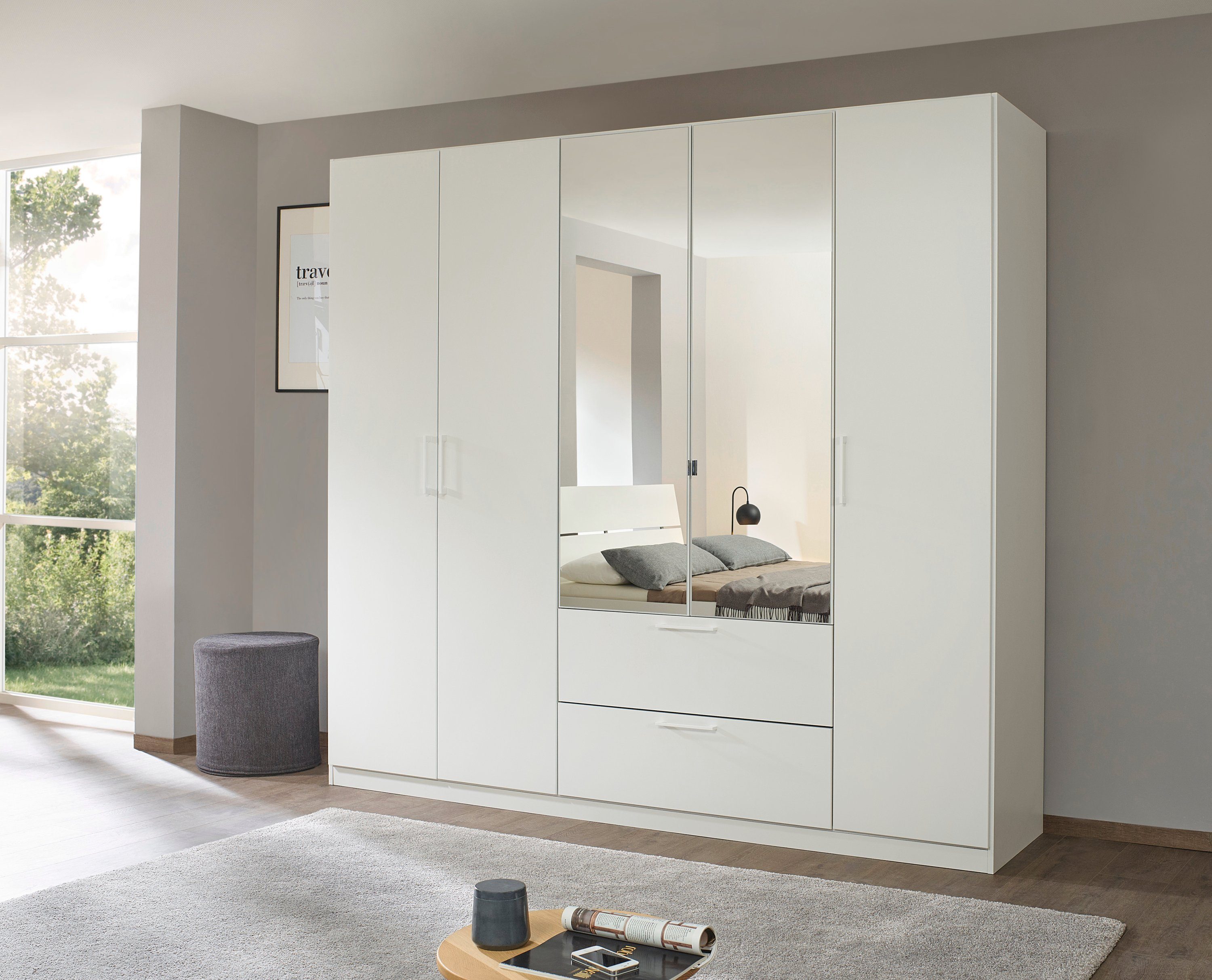 OTTO home Drehtürenschrank Kleiderschrank Schrank Garderobe Wäscheschrank CHALLENGER (Breiten 181/226 cm, Höhen 197/210 cm) mit Spiegeltüren und geräumigen Schubladen MADE IN GERMANY
