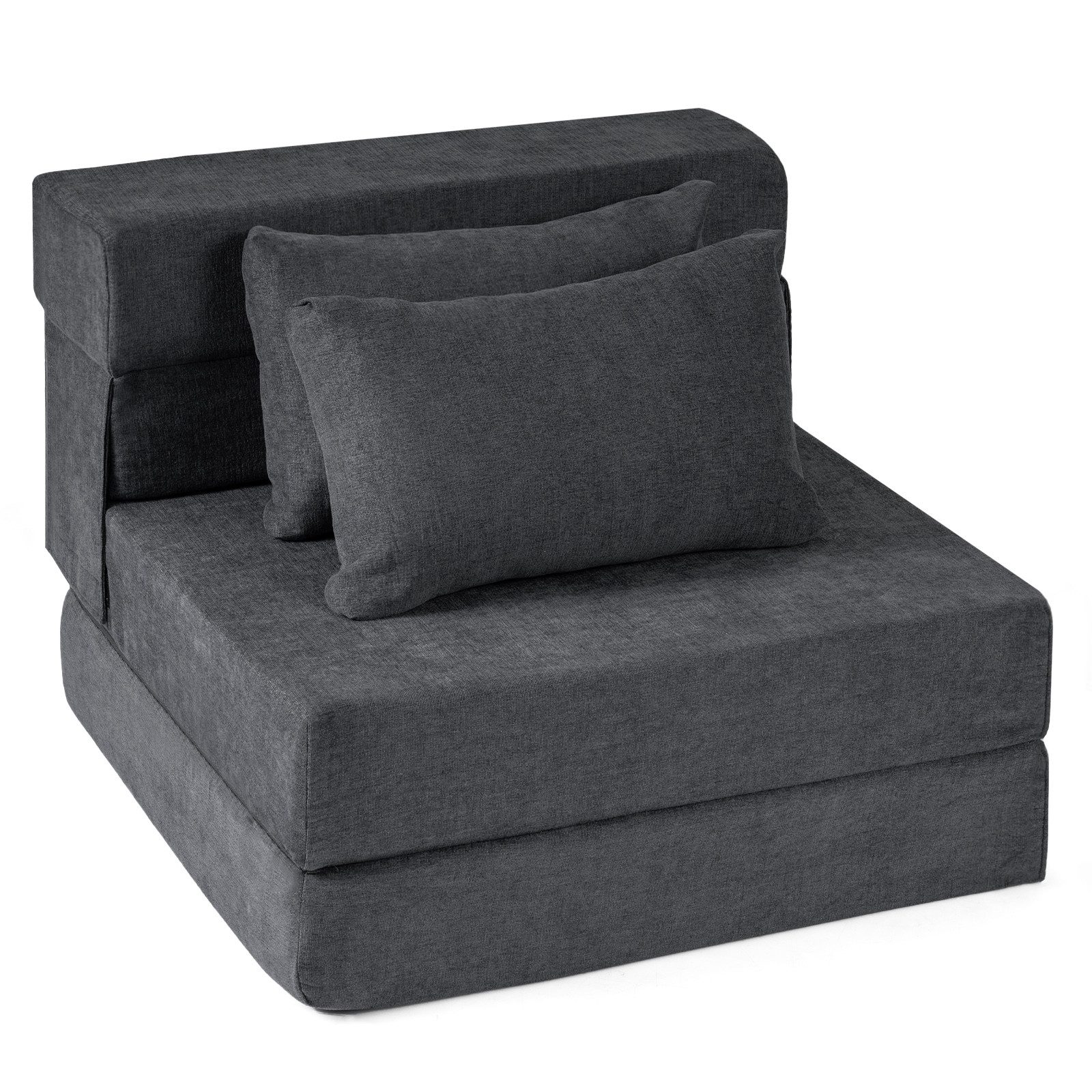 COSTWAY Schlafsofa Klappbar, 3-in-1 Bodensofa mit Schlaffunktion, grau