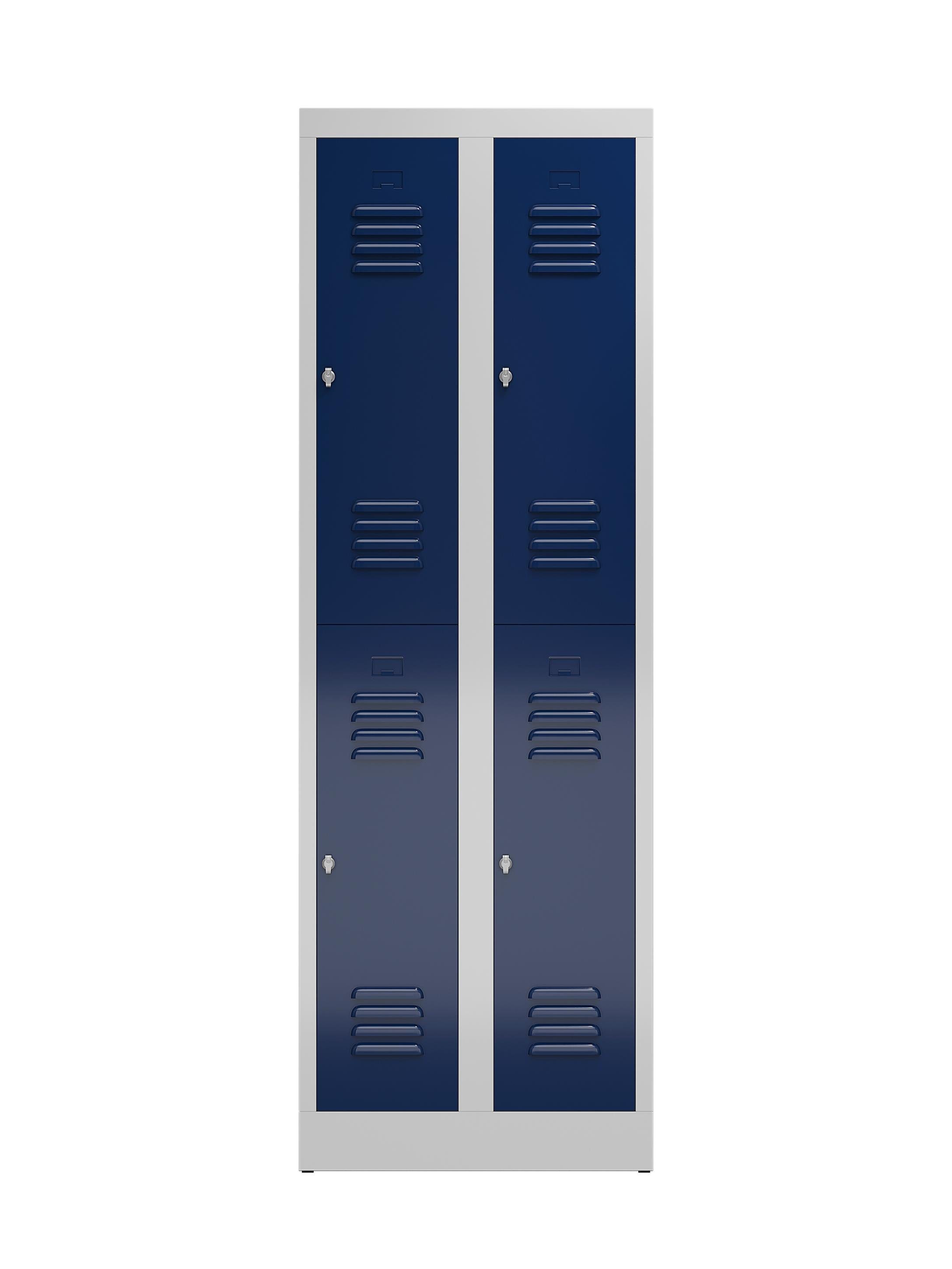 Kleiderspind Komplett erforderlich Türen: keine 7035 500 Spind und montiert verschweißt Lichtgrau/ RAL Personalschrank - Steelboxx Montage 4 mm RAL | 600 5010 Enzianblau 1800 Fächer (1-St) x x Korpus: Lichtgrau