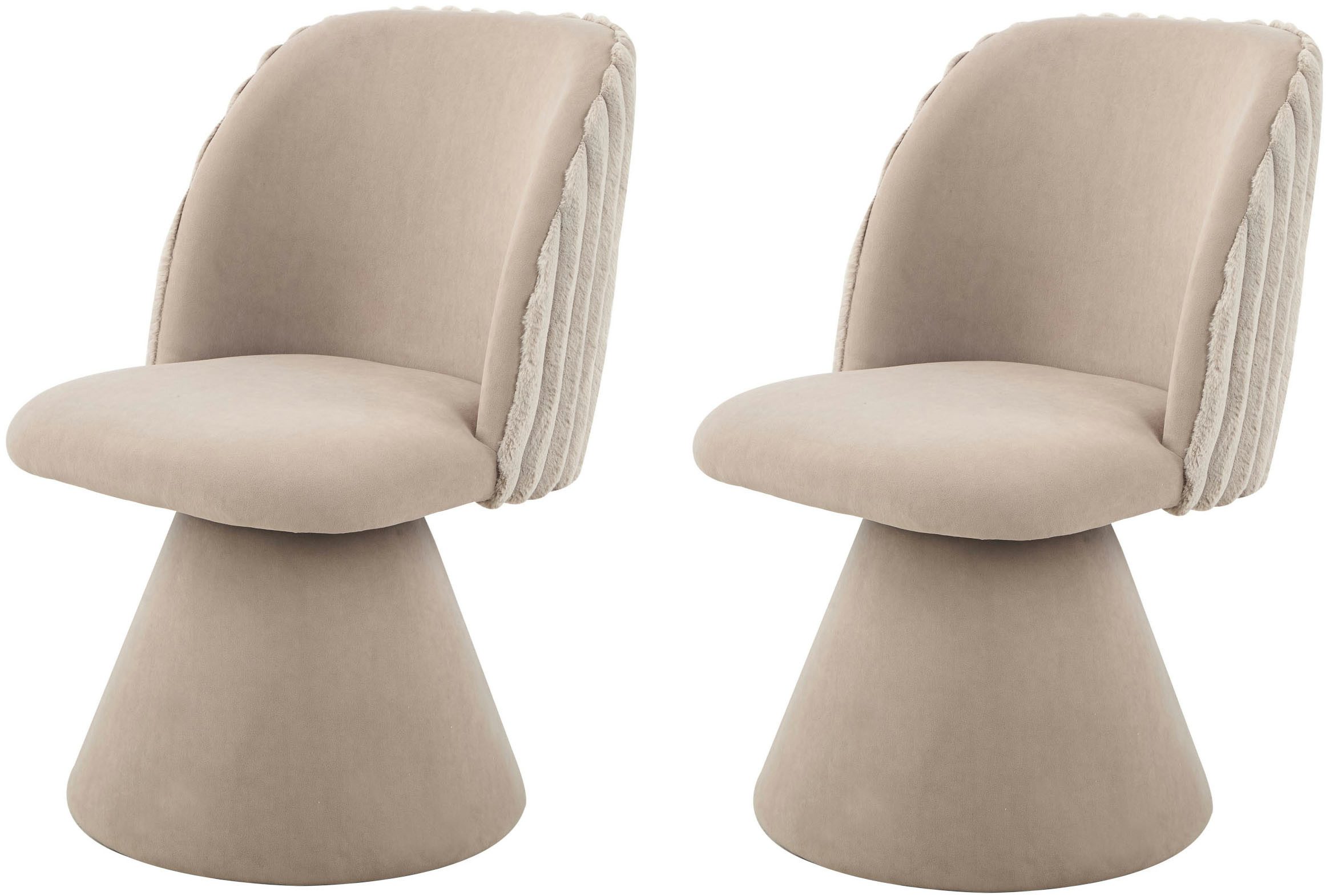 HELA Esszimmerstuhl BARI I Drehstuhl (Set, 2 St), 360° drehbar, Polsterfuß, Materialkombi, Außen Felloptik Innen Velvet