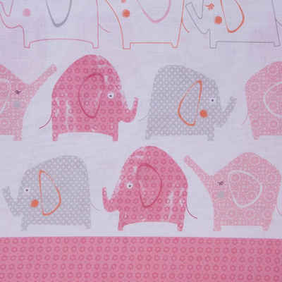 Meterware Stores Bleiband Bordüre Elefanten weiß rosa grau orange raumhoch 300c, SCHÖNER LEBEN., halbtransparent, Kunstfaser, mit Bleiband