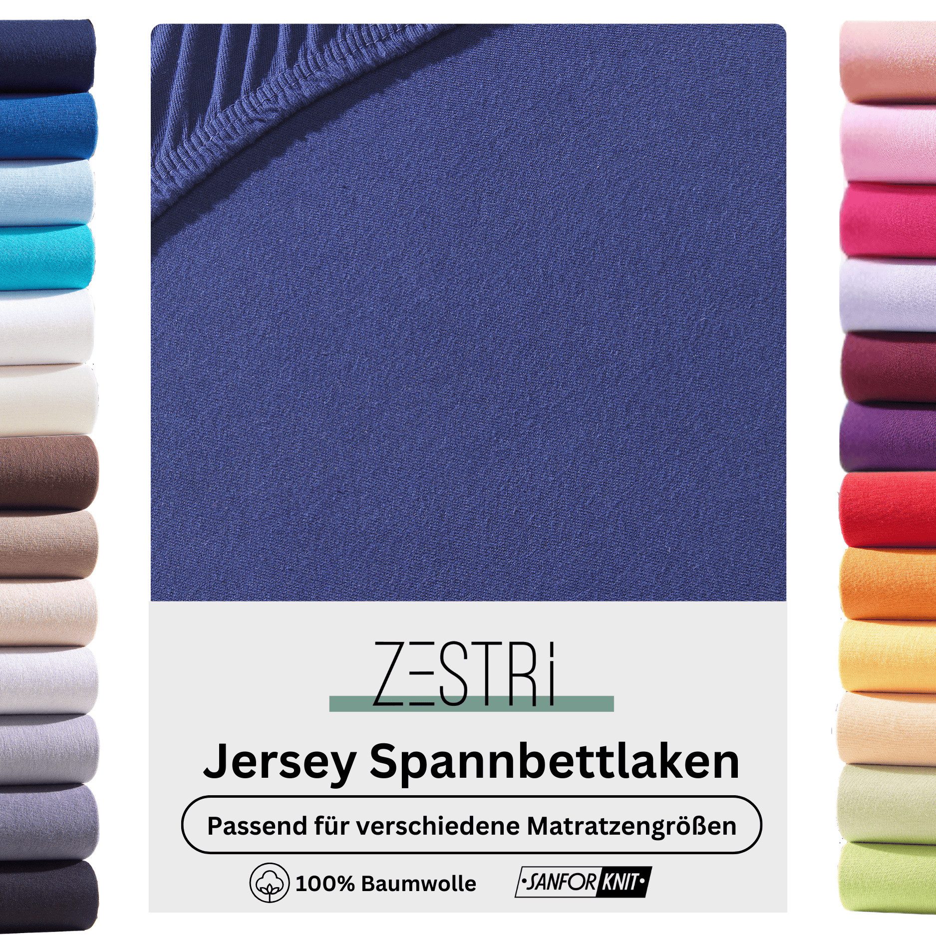 Zestri Spannbettlaken Jersey für normale Matratzen, Boxspringbett, Wasserbe günstig online kaufen
