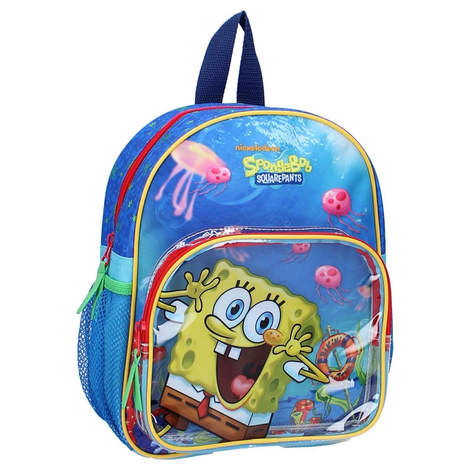 Schwammkopf Spongebob Kinderrucksack blau 28x22x9cm, Jellyfish, Jumping