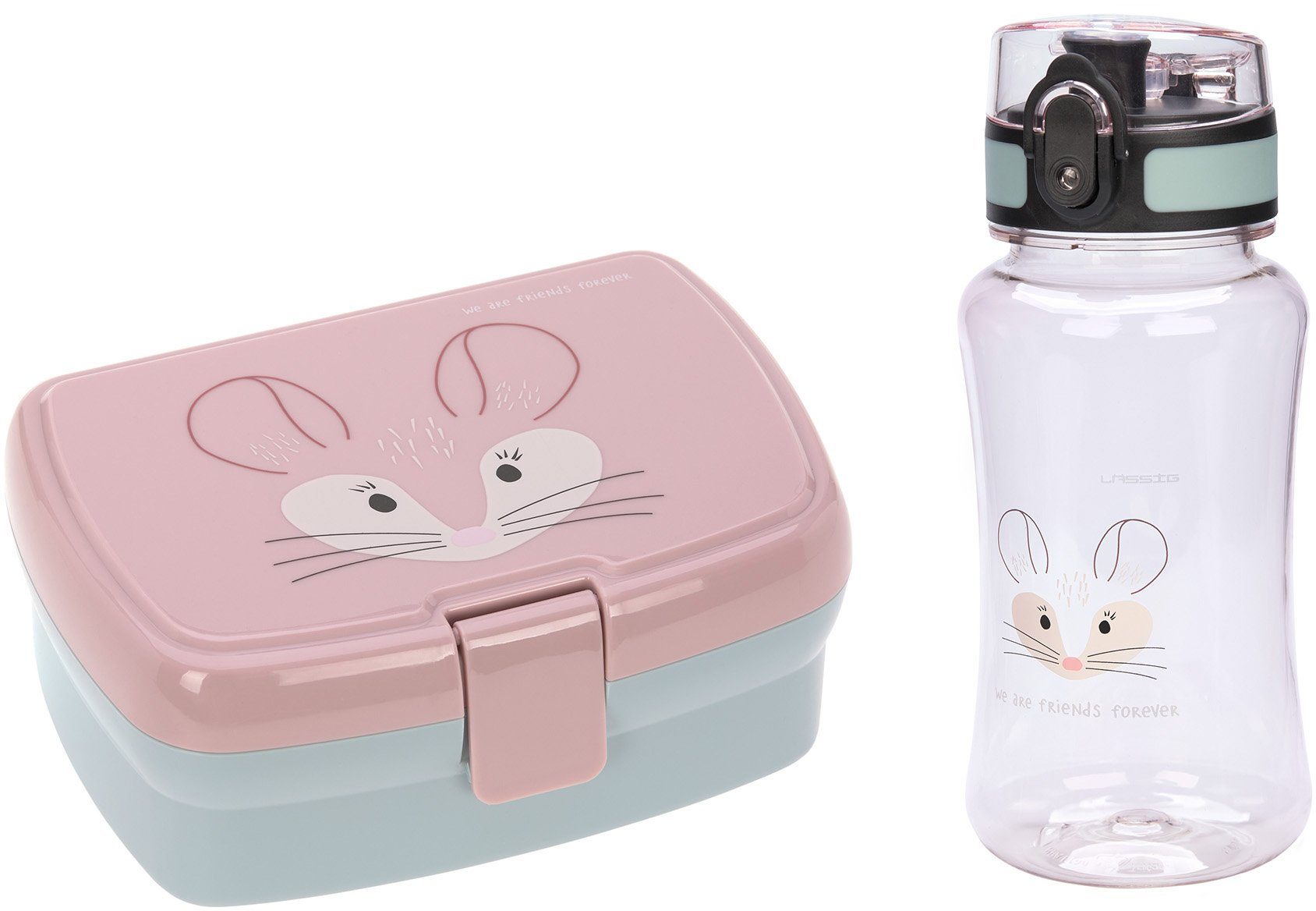 LÄSSIG Lunchbox About Friends, Chinchilla, Polyprophylen (PP), Tritan, (Set, 2-tlg), mit Trinkflasche | Lunchboxen