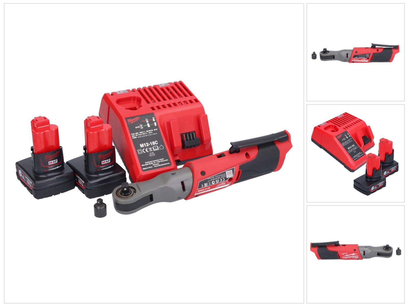 Milwaukee Umschaltknarre M12 FIR38-602 Akku Ratsche 12 V 75 Nm 3/8" 1/4" + 2x Akku 6,0 Ah
