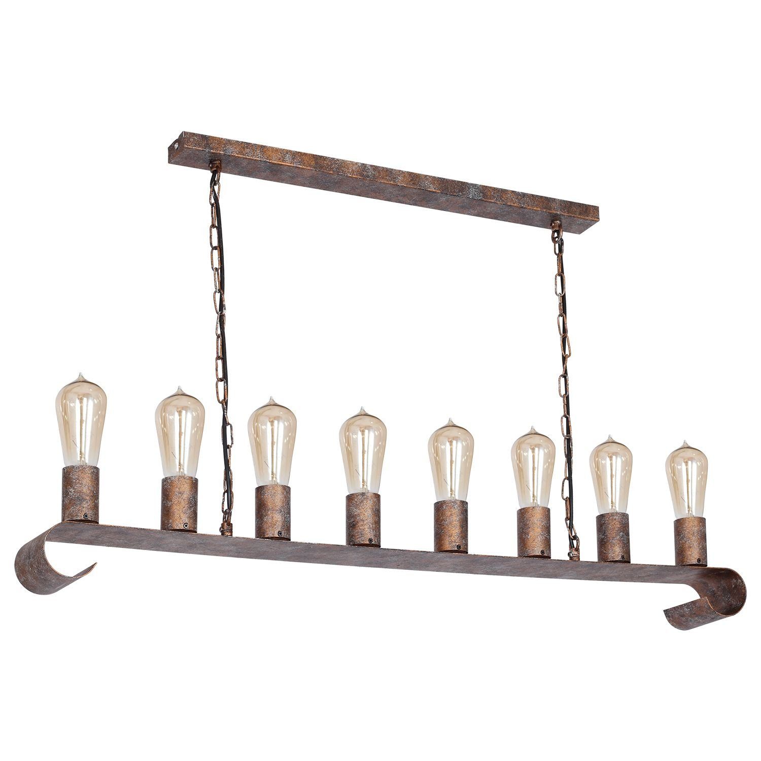 Licht-Erlebnisse Pendelleuchte TOM, ohne Leuchtmittel, Pendelleuchte Vintage L:98cm Rost-Braun Esstisch