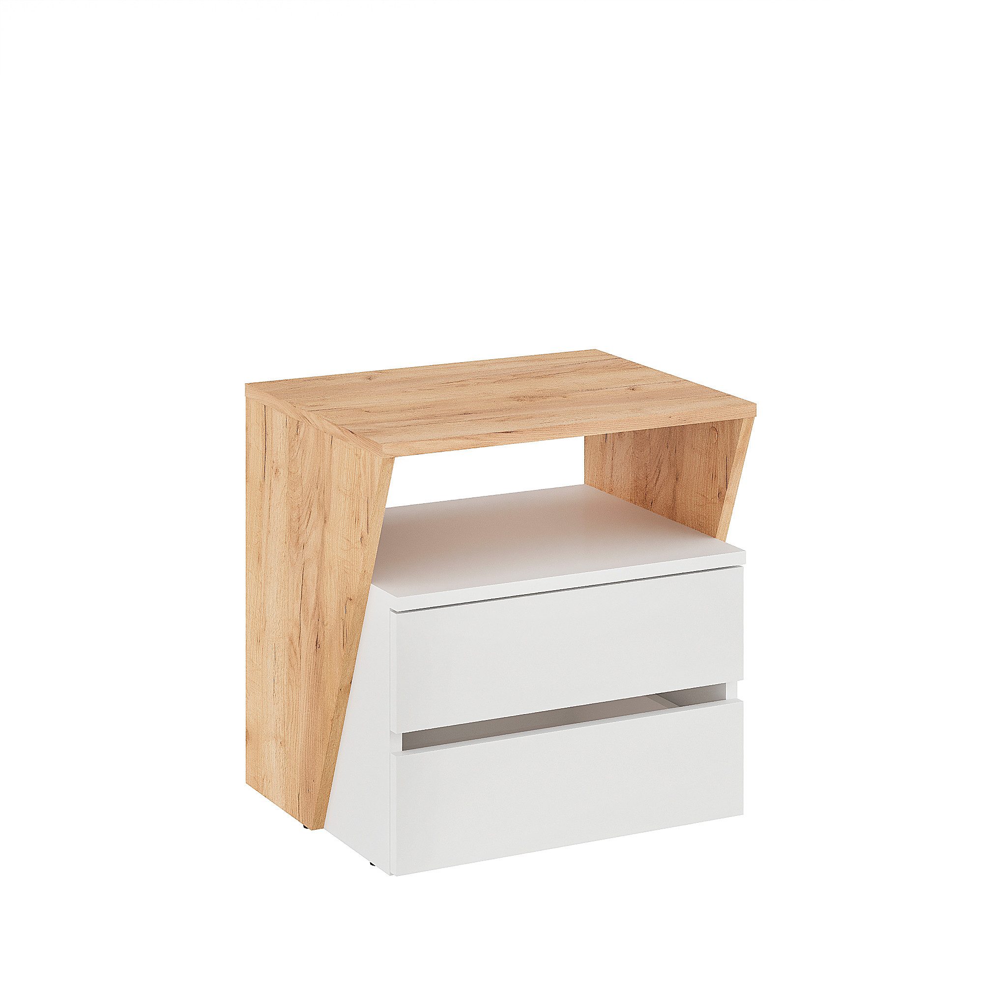 Nachttisch mit 2 Schubladen - Nachtschrank, Nachtkästchen mit offenes Fach