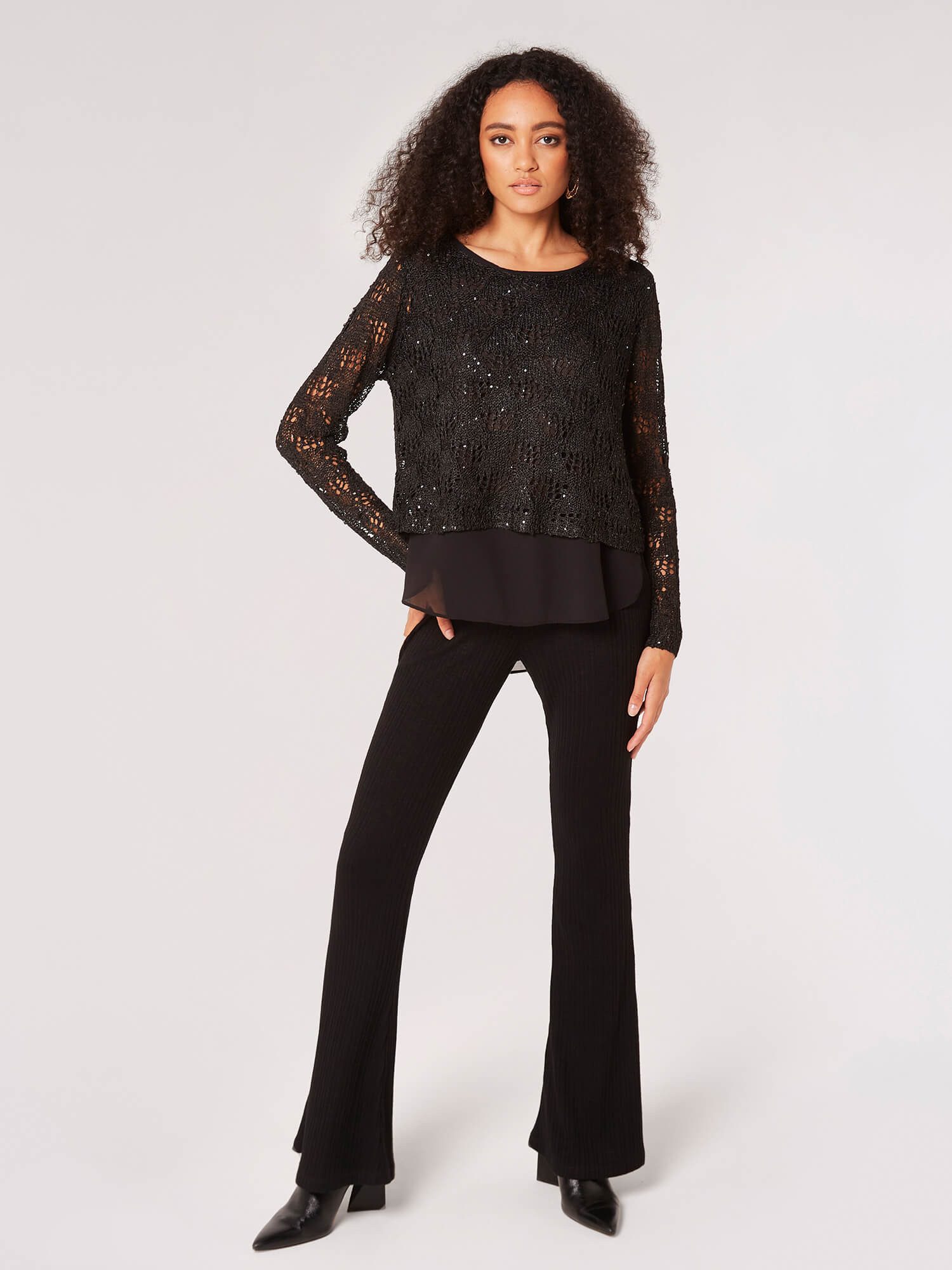 Strickpullover Lochmuster-Pullover