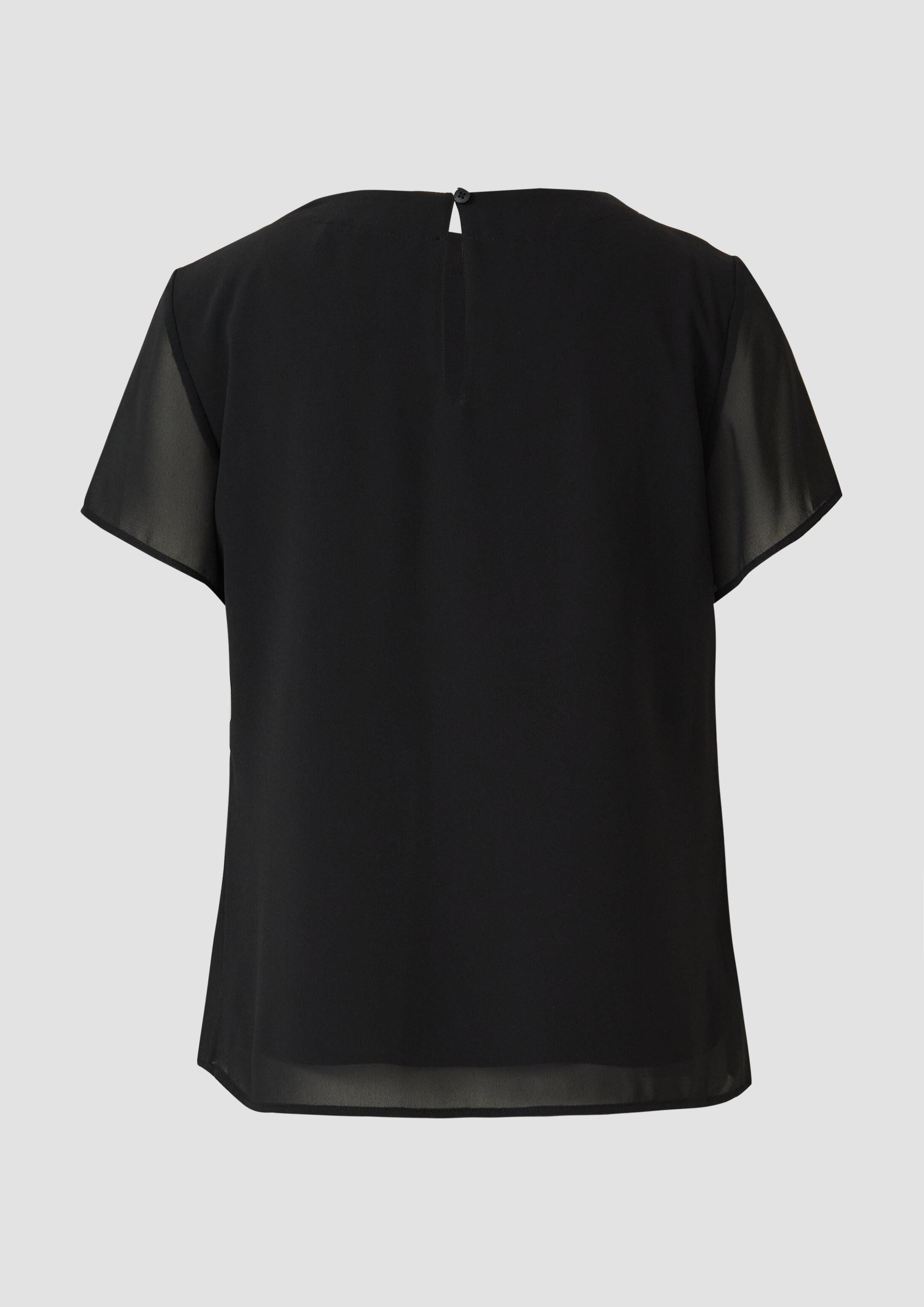 s.Oliver Kurzarmbluse Bluse Luftige Chiffon-Bluse mit gesteppter Raffung
