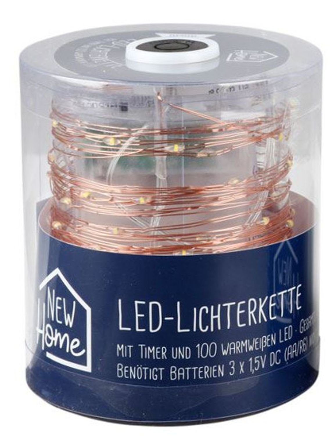 New Home Lichterkette Innen-Lichterkette mit Timer 100 LEDs warmweiß Drahtlichterkette Deko