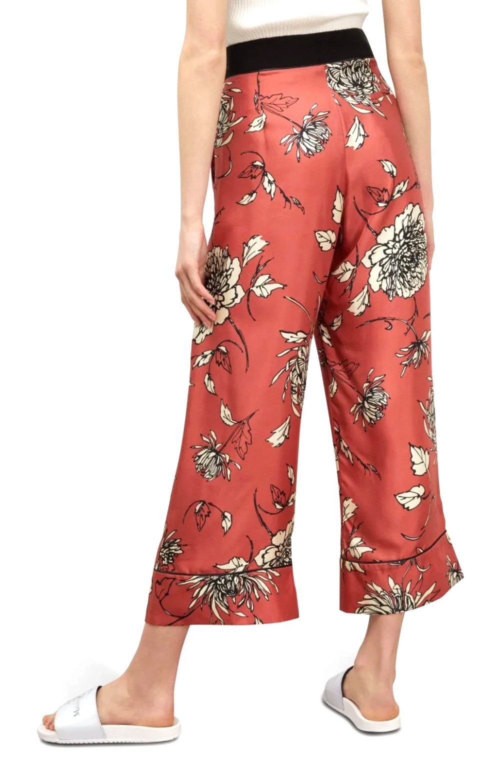 MONCLER Loungehose Damen Seidenhose Hose aus reiner Seide mit Blumenprint Gefertigt in Italien aus feinster, fließender Seide