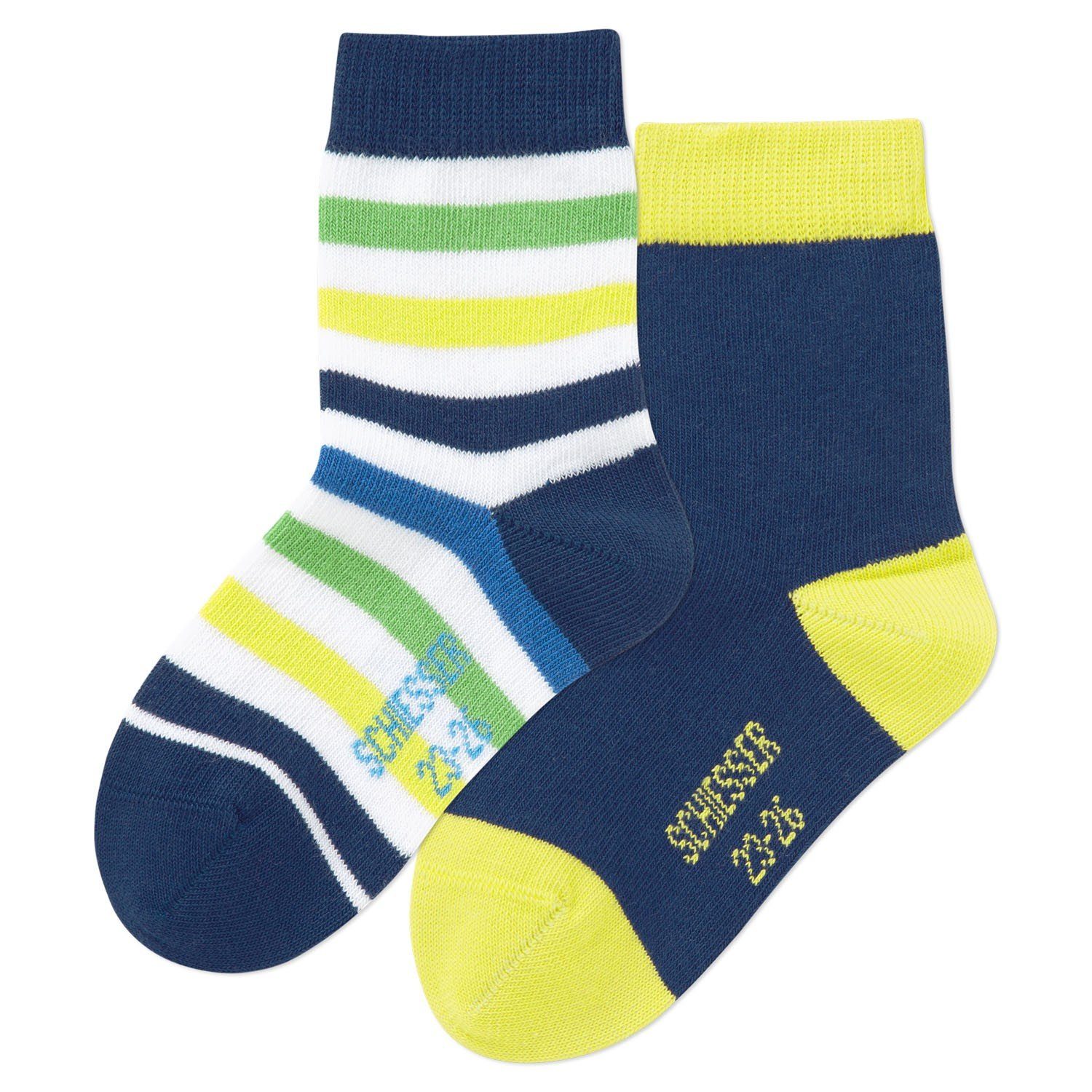 2 (Packung, Kindersocken Paar) mit Langsocken Schiesser Jungen 2-Paar, Mädchen Kinder Baumwolle, & 142521 Socken,