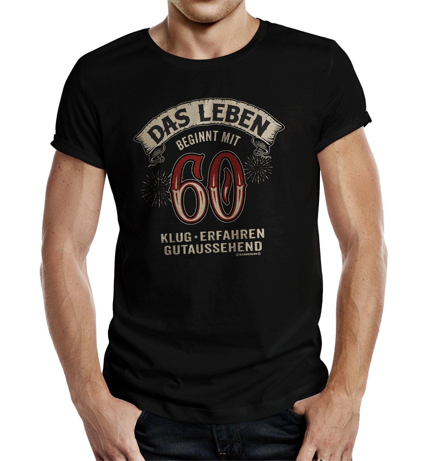 T-Shirt Geschenk zum runden Geburtstag - Das Leben beginnt mit 60