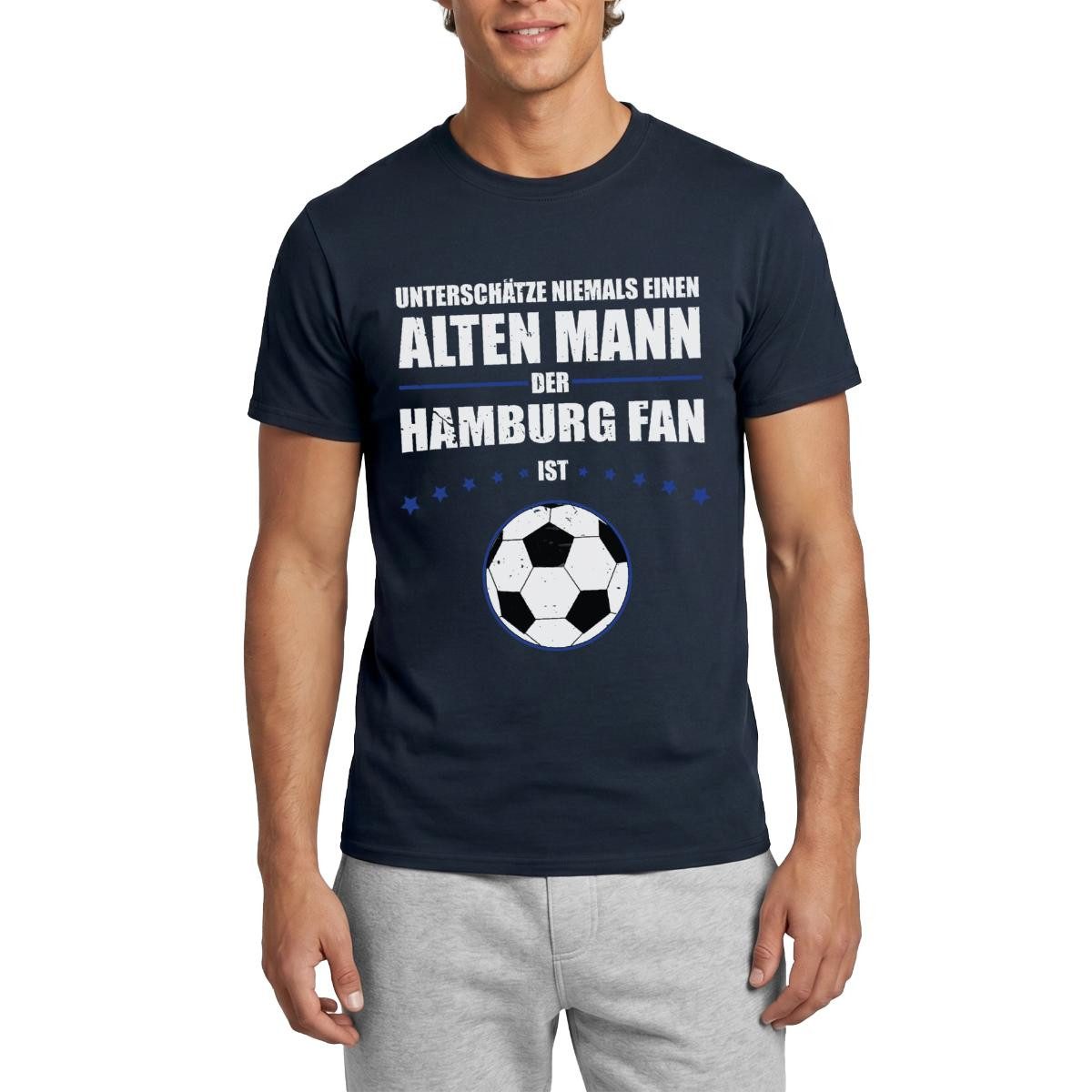 Spreadshirt T-Shirt Alter Mann Leidenschaft Hamburg Fußball Fan Männer T-Shirt (1-tlg)