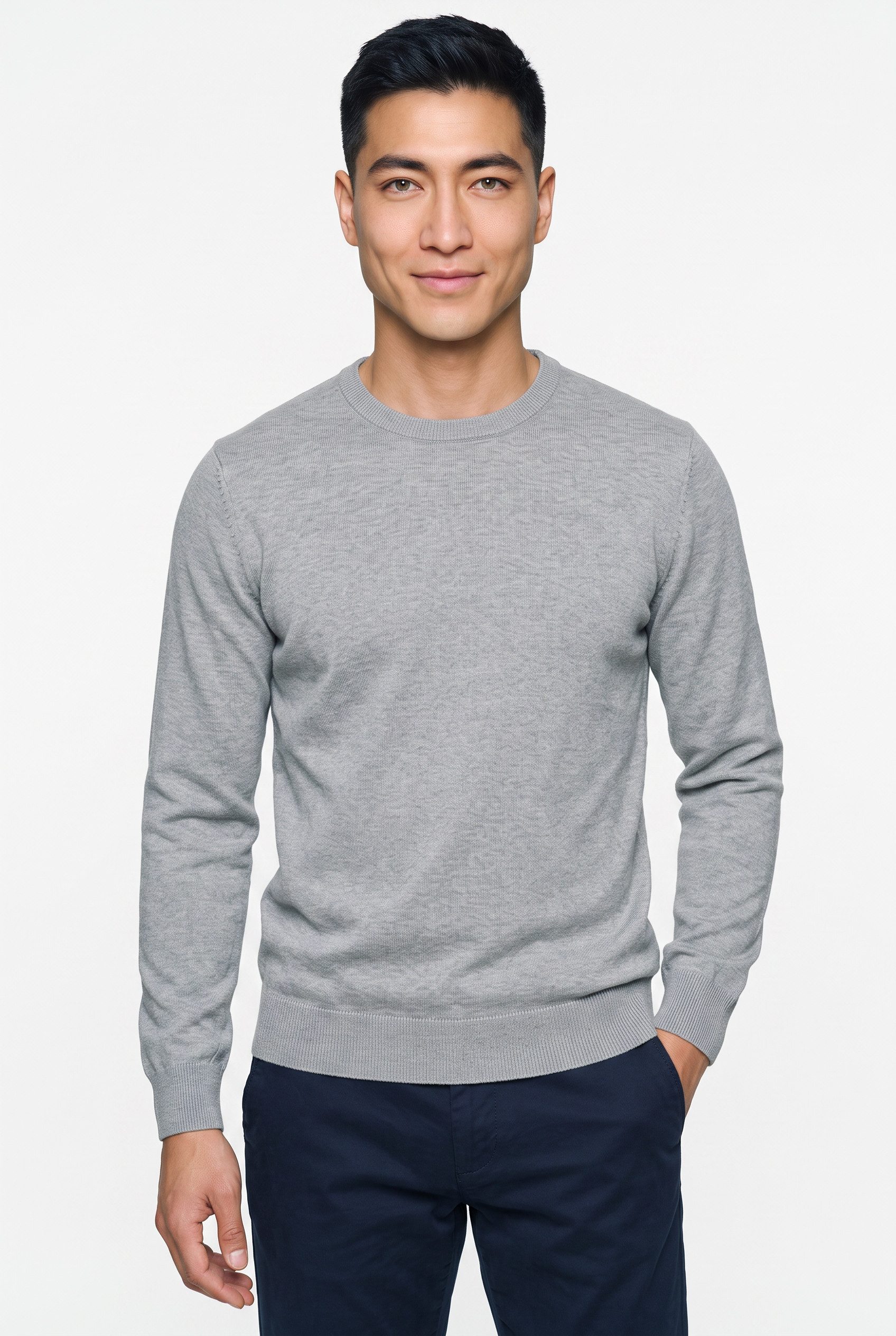 MARVELIS Strickpullover Rundhals, Baumwolle, regular fit