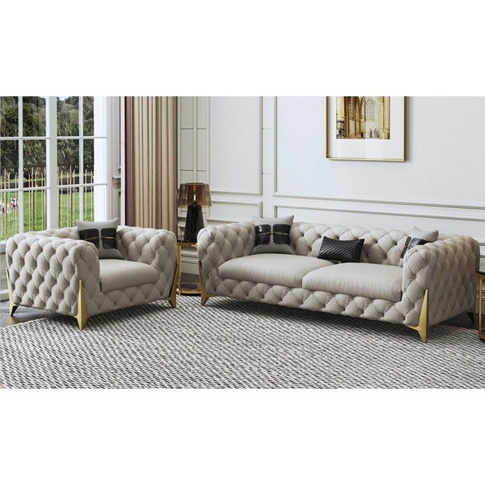 JVmoebel Sofa Sofagarnitur Big Set 3+1 Sitzer Leder Sofa Couch Garnitur Made in Europe