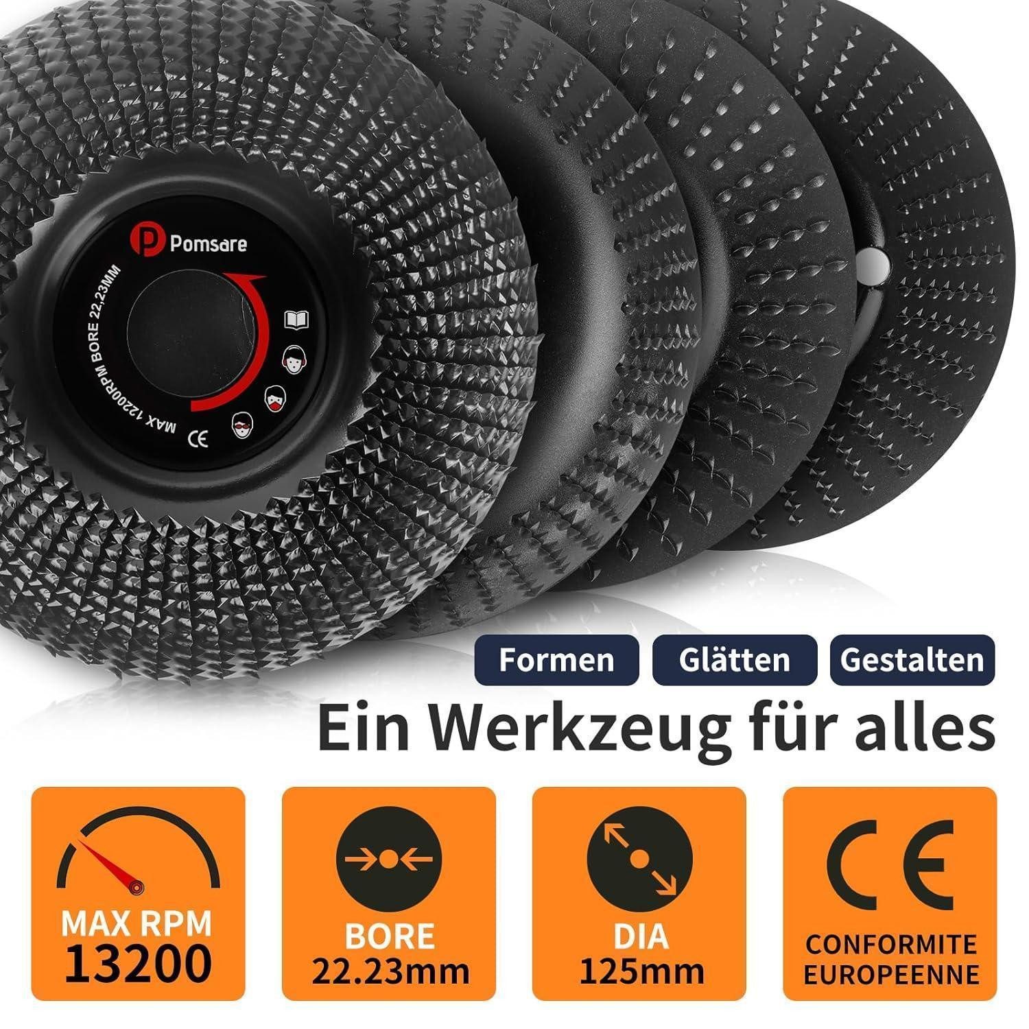 LuxusKollektion Raspelscheibe Schleifscheiben Holz Winkelschleifer Raspelscheibe 4 Stück 125 mm – Bild 2 von 5