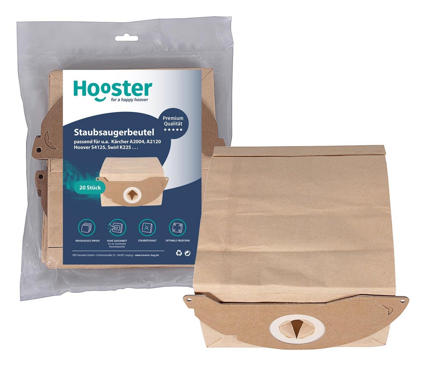 Thumbnail - Hooster Staubsaugerbeutel passend für Kärcher 6.904-322.0 / 69043220, 20 St., kurze Version / mehrlagiges Premium Vlies ...
