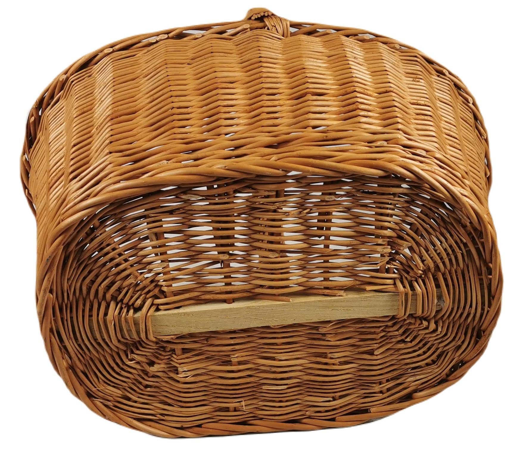 natuleo by pokuc Flaschenkorb Einkaufskorb aus Weide Pilzkorb Groß Oval Braun 48x37x39 cm