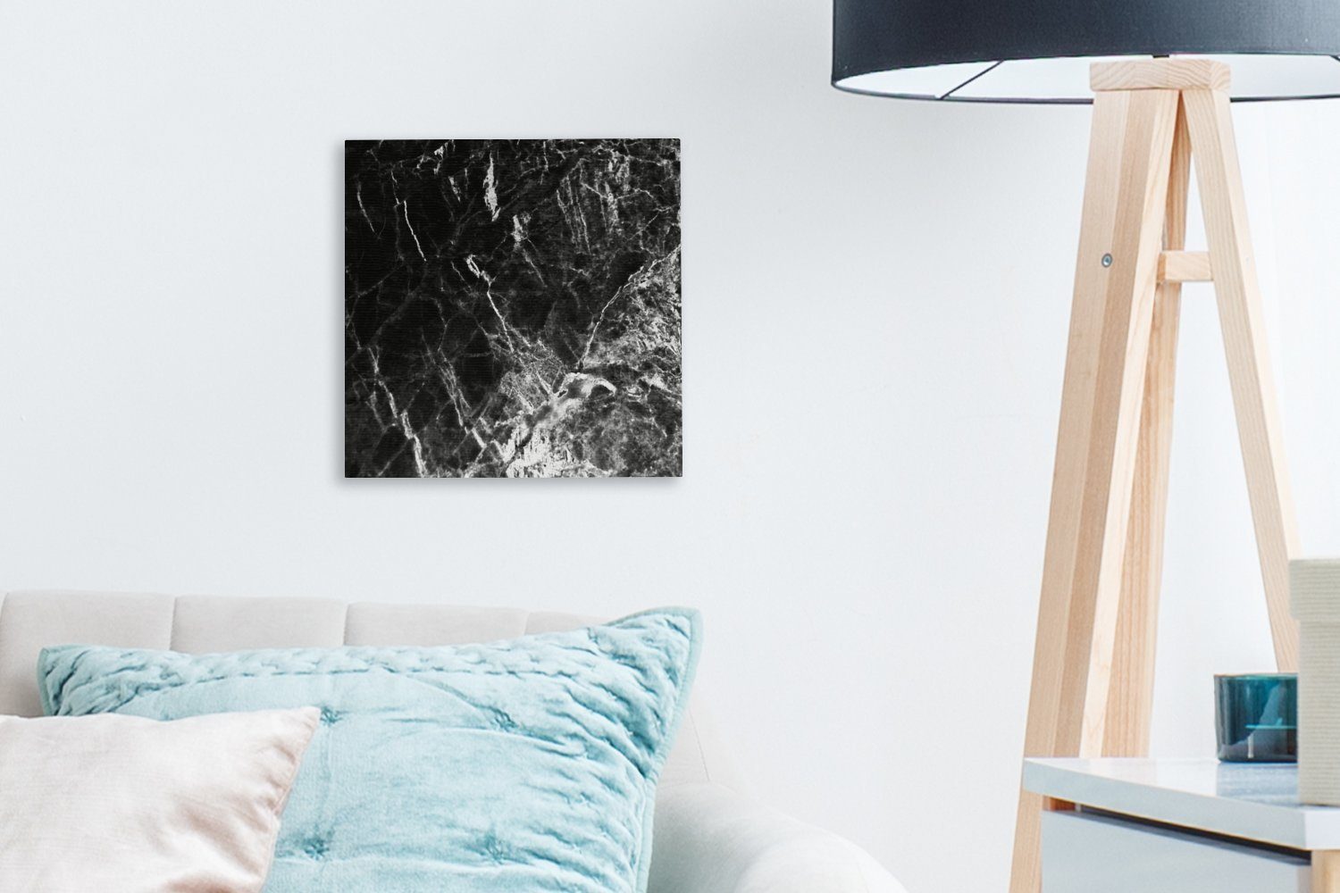 Wohnzimmer Leinwand Schlafzimmer für Marmor - Weiß Klassisch, bunt Schwarz OneMillionCanvasses® (1 St), - Leinwandbild - Bilder