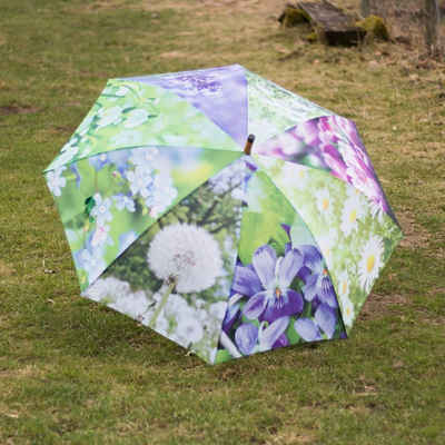 Antikas Windspiel Regenschirm mit farbenfrohem Blumenmotive, Stockschirm mit