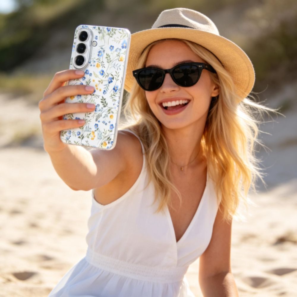 TECH PROTECT Handyhülle Schutzhülle Blumenmuster Smartphonehülle, transparent, Blumenmotiv, TPU, erhöhte Ränder
