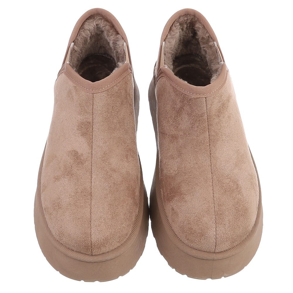 Ital-Design Damen Slip-on Plateau Schuh mit Profilsohle Snowboots (92214513) Flach Stiefeletten in Hellbraun – Bild 4 von 5