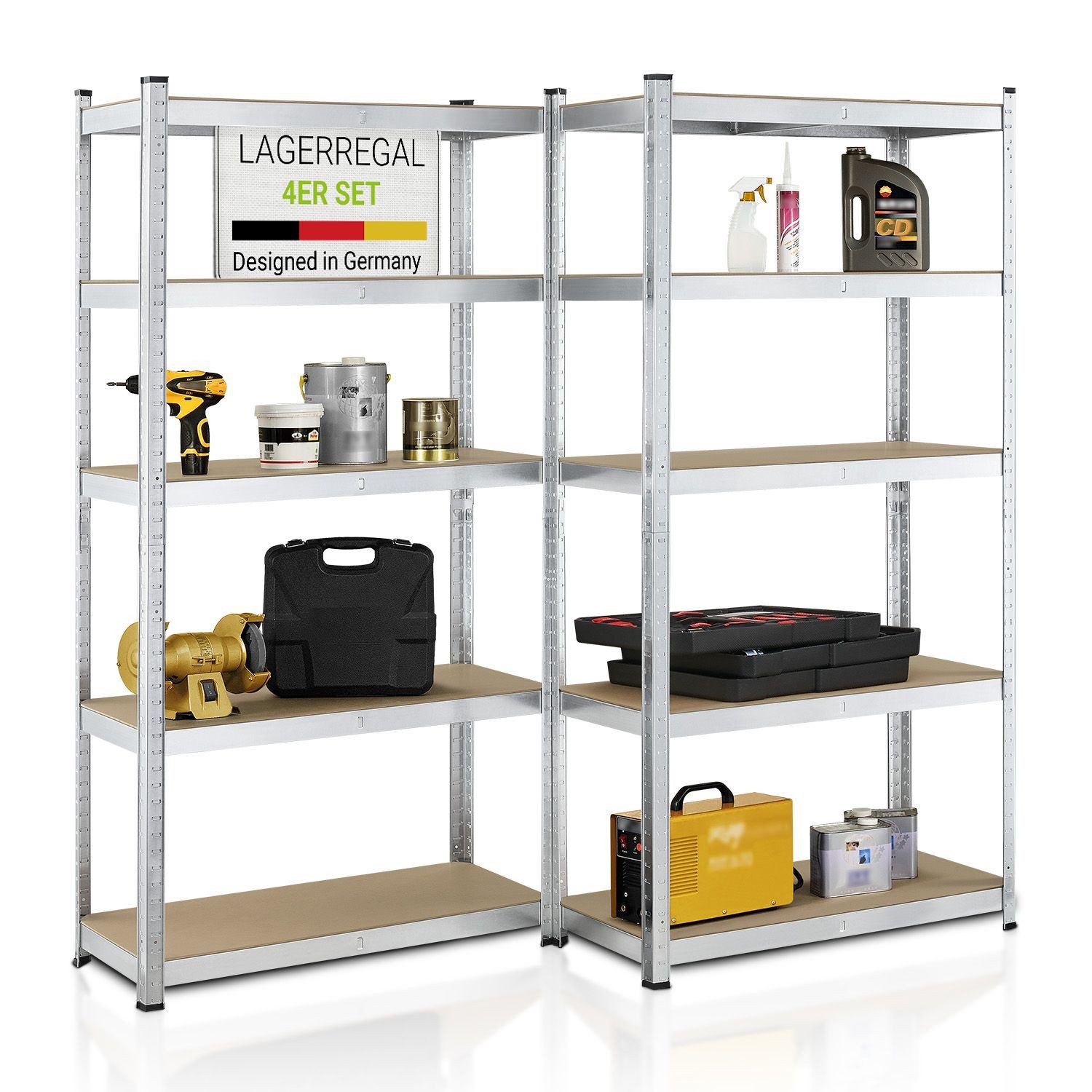 Juskys Schwerlastregal Basic, 4-tlg., Regalsystem mit 20 Einlegeböden, je 1 günstig online kaufen