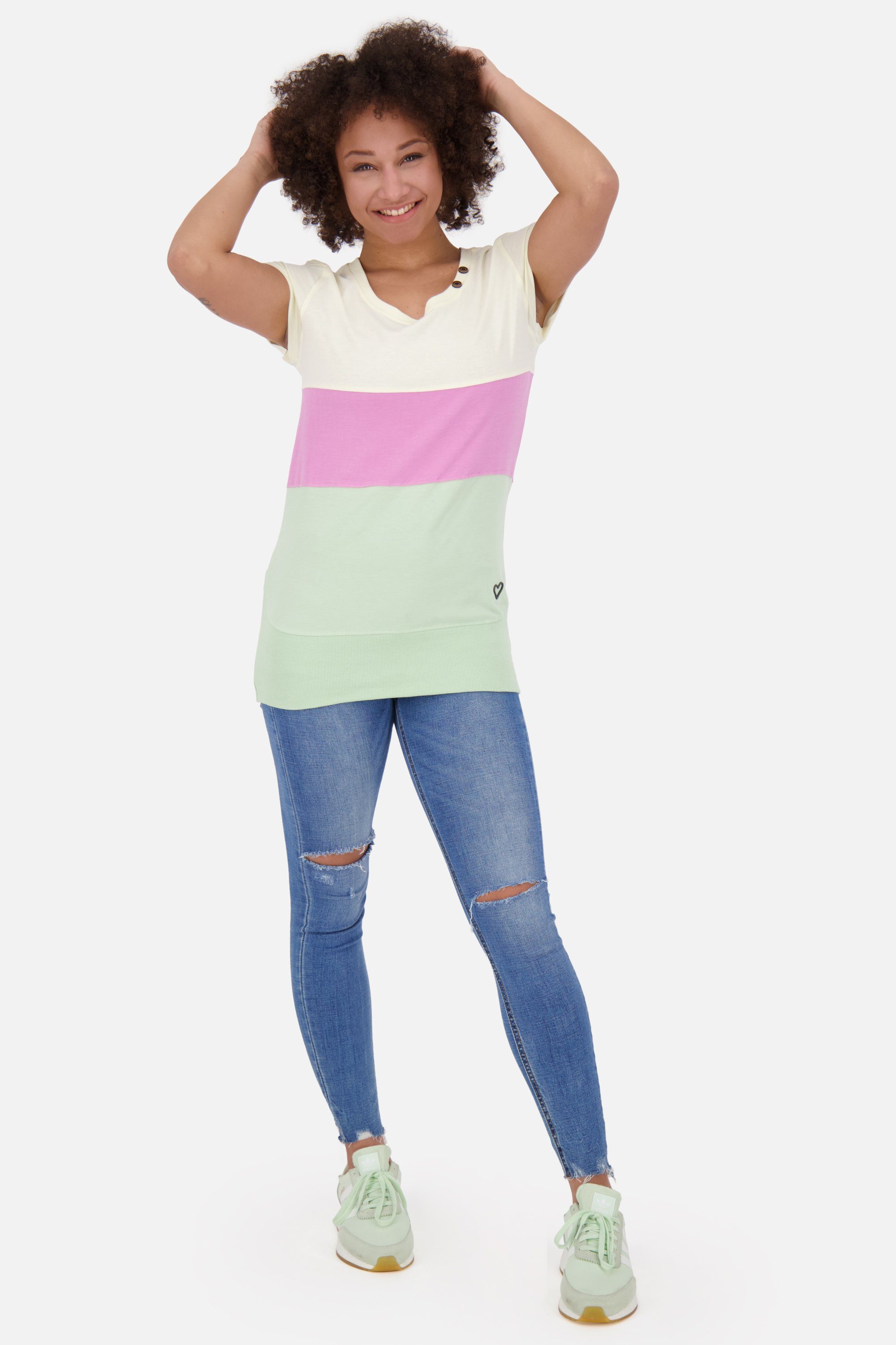 Alife & Kickin Rundhalsshirt pear Kurzarmshirt, Damen melange Shirt A Shirt CoriAK