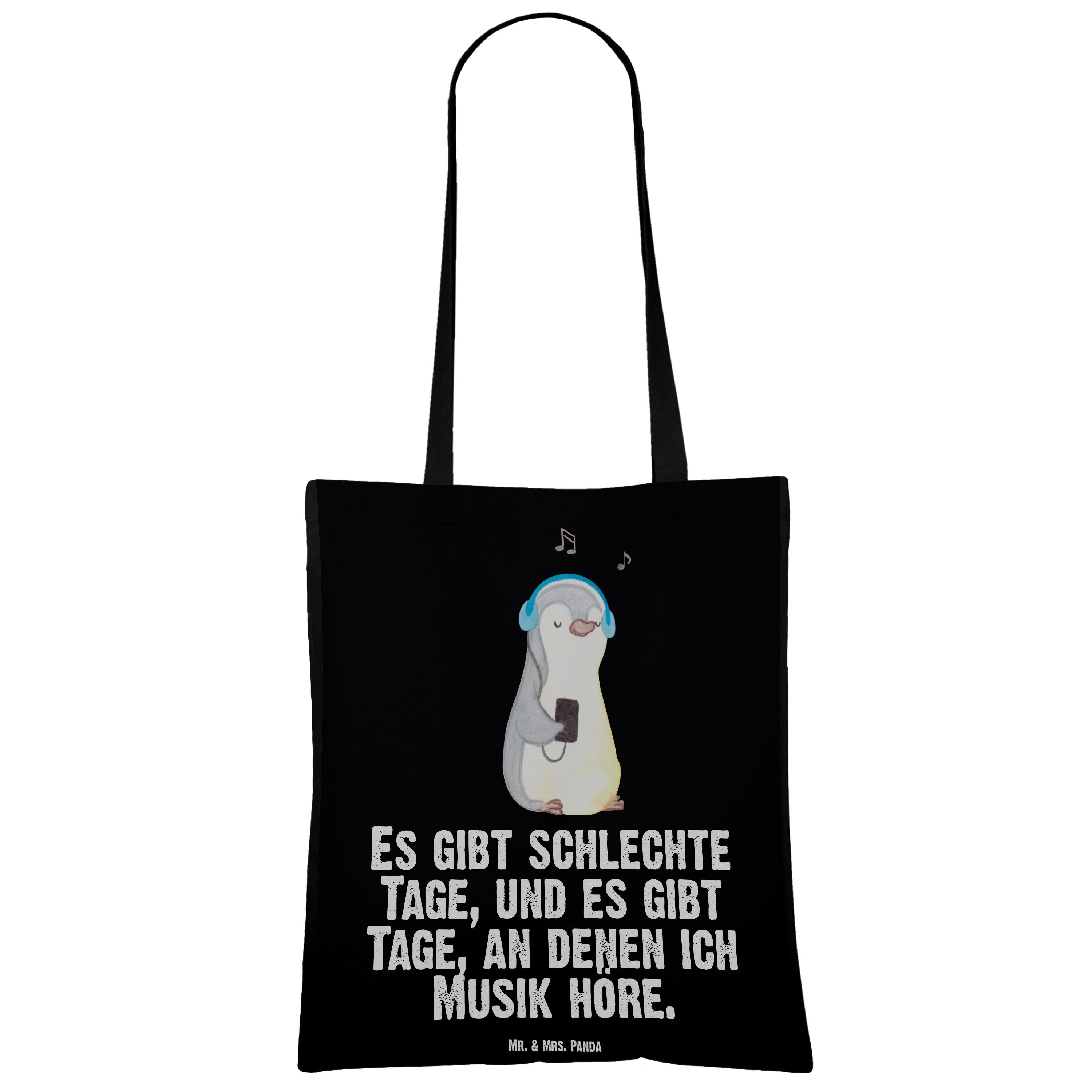 (1-tlg) hören Einkaufstasche, Hobby, Tage - Pinguin Musik - Tragetasche Panda Mr. Geschenk, Mrs. Schwarz &