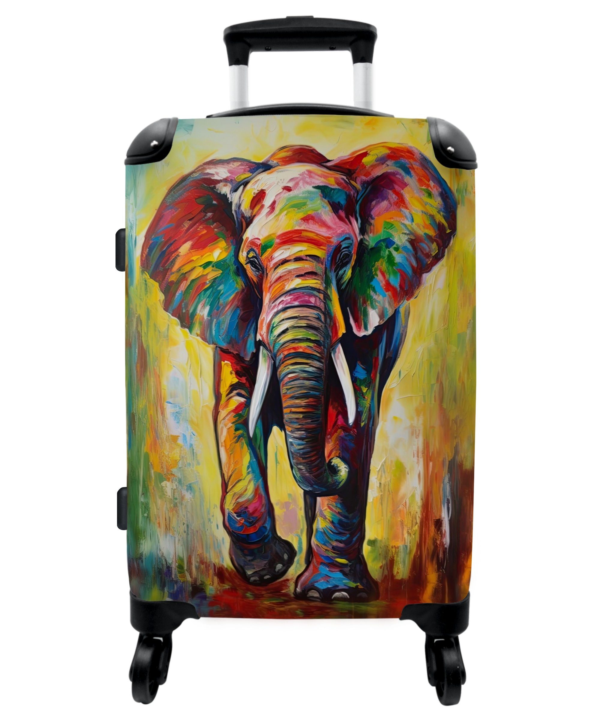 - Rollen Große mit Reisekoffer NoBoringSuitcases.com© 4 Malerei Elefant - Aufgabegepäck Trolley - - Rollen, 4 Tiere - 67x43x25cm Rollkoffer Kunst Koffer Regenbogen,