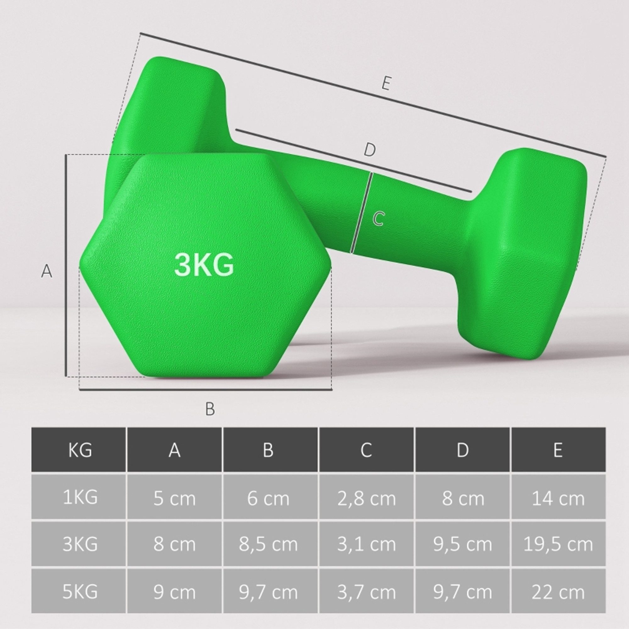 MC Star Hantel-Set mit Aufbewahrungsgestell, Set mit 6 Hanteln für Fitness-Training, 2 x 1kg, 2 x 3kg, 2 x 5kg